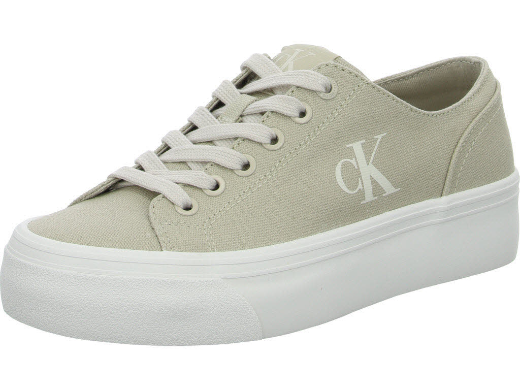 Calvin Klein Damen Schnürschuhe YW0YW01763ACF VULC FLATFORM LOW CV MG eggshell/creamy white normal