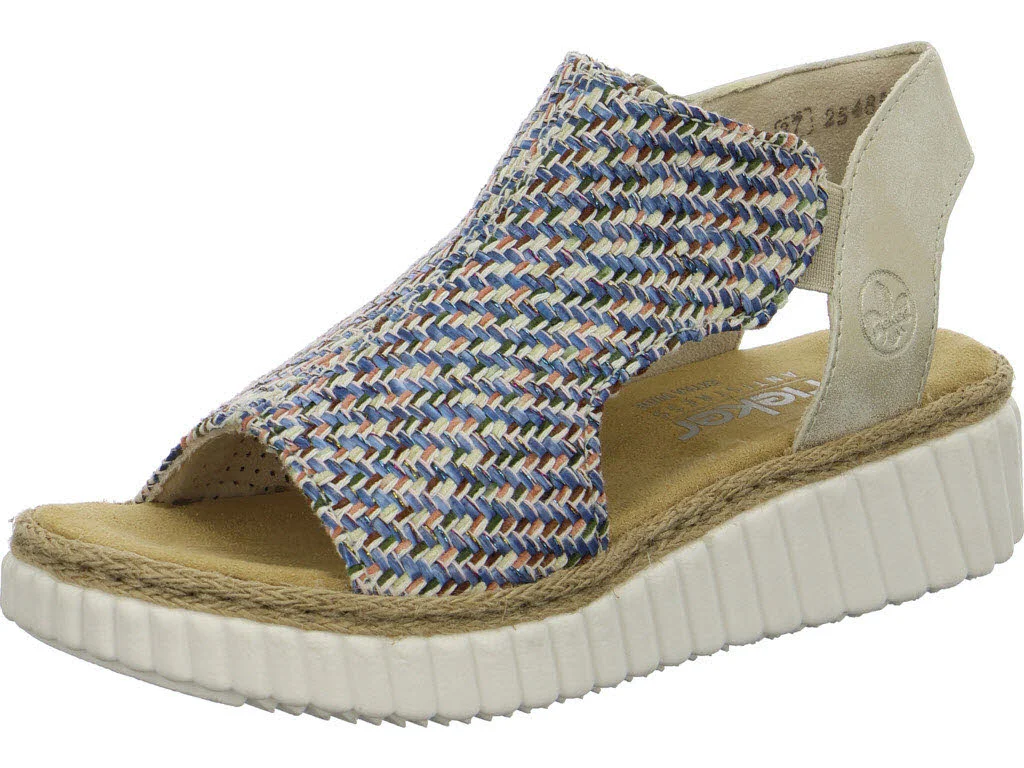 Rieker Damen Sandalen 69284-90 69284 navy-beige/muschel H (extra weit)