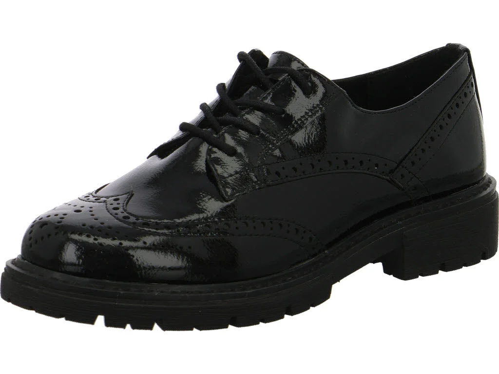 Jana Damen Schnürschuhe 8-23778-47-018 8-23778-47 black patent H (weit)