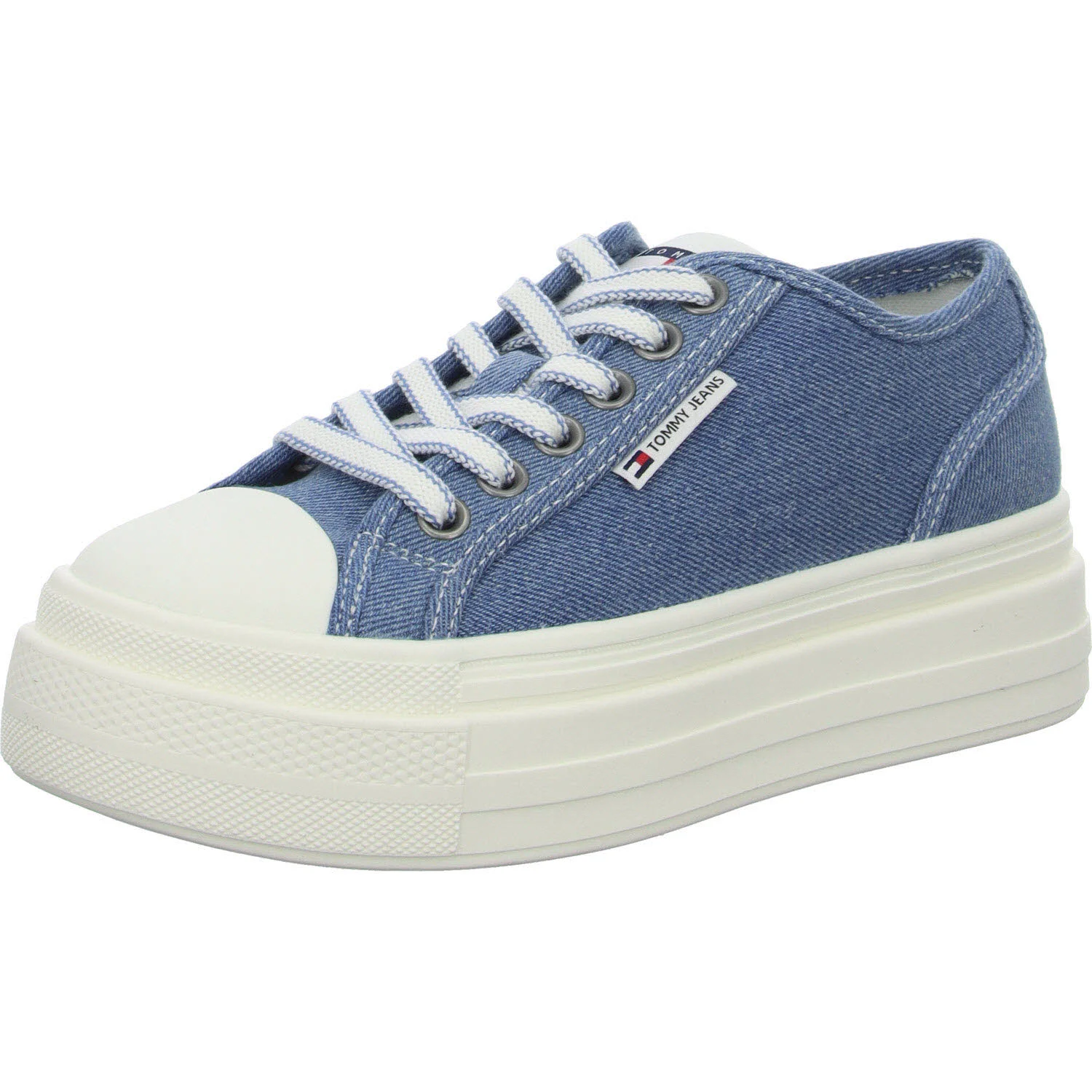 Tommy Jeans Damen Schnürschuhe EN0EN027361CR TJW FOXING FLATFORM LC denim normal