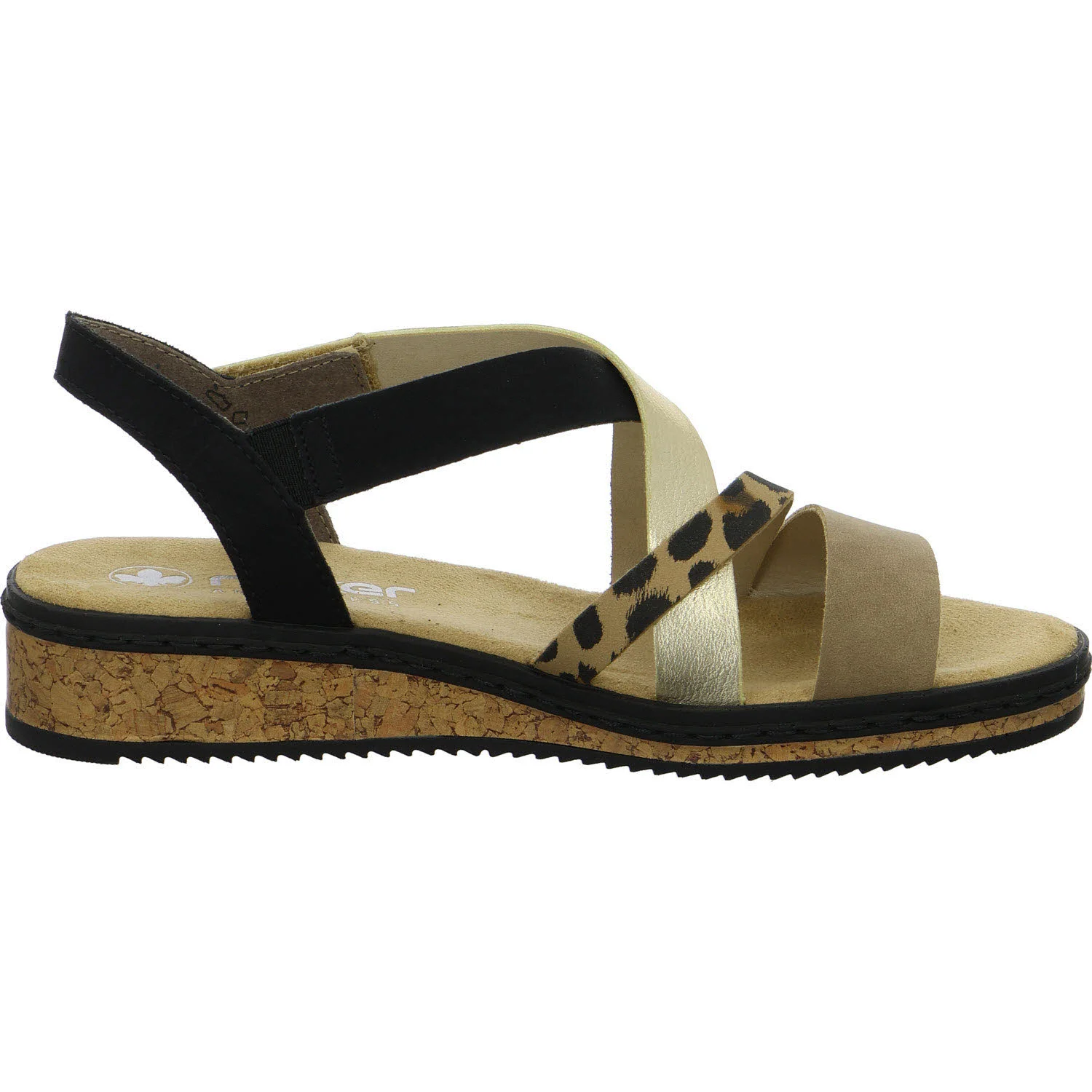 Rieker Damen Sandalen V3663-92 V3663 shell/beige/lightgold/schwarz F (normal)