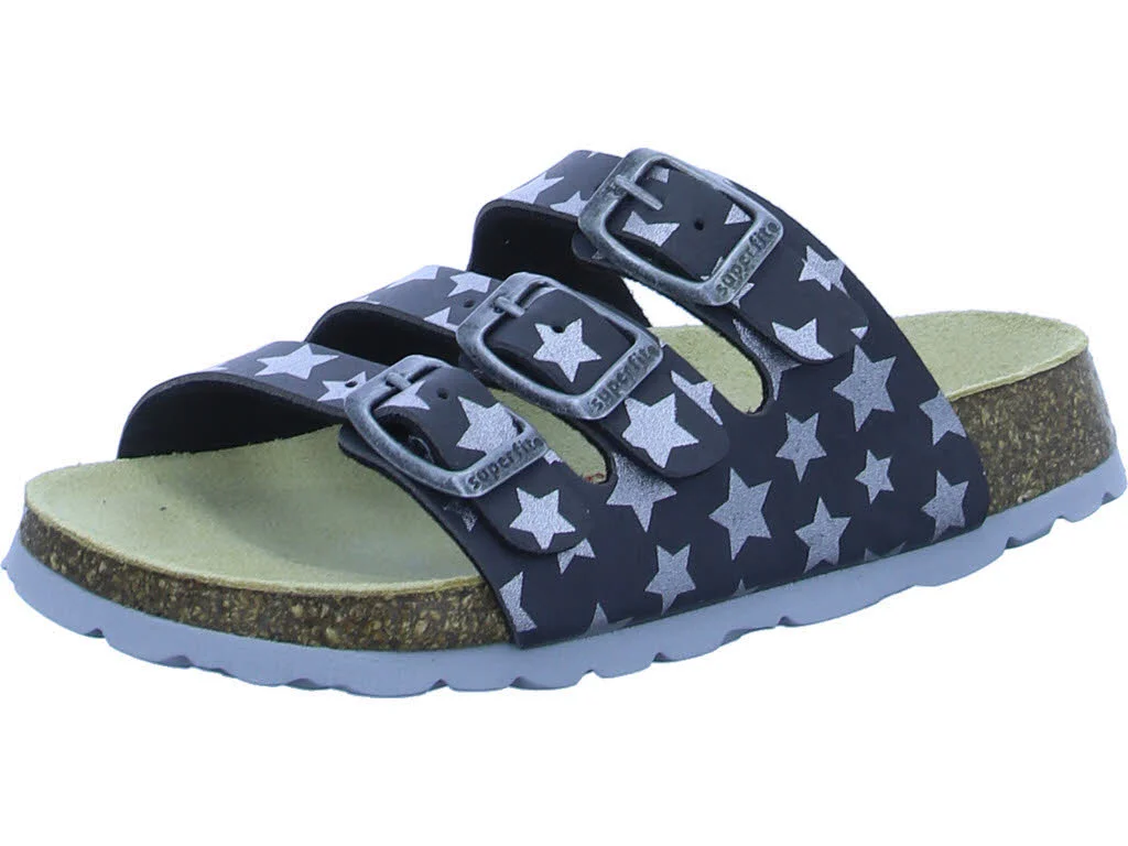 Superfit Kinder Pantoletten mit Fußbett 800113-2100 FUSSBETTPANTOFFEL GRAU KOMBI WMS mittel
