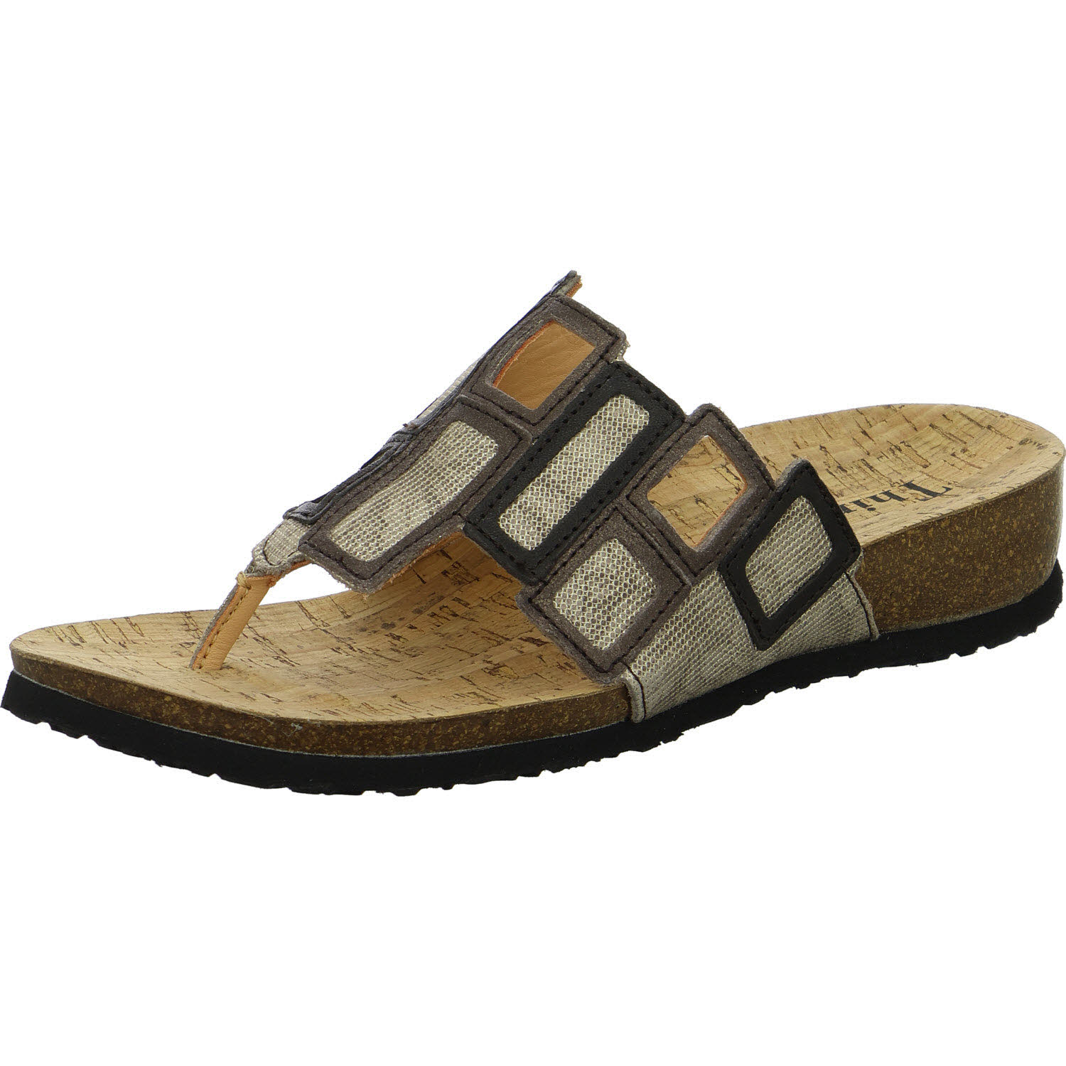 Think Damen Pantoletten 3-001136-3010 Julia taupe/kombi F 1/2 (normal)