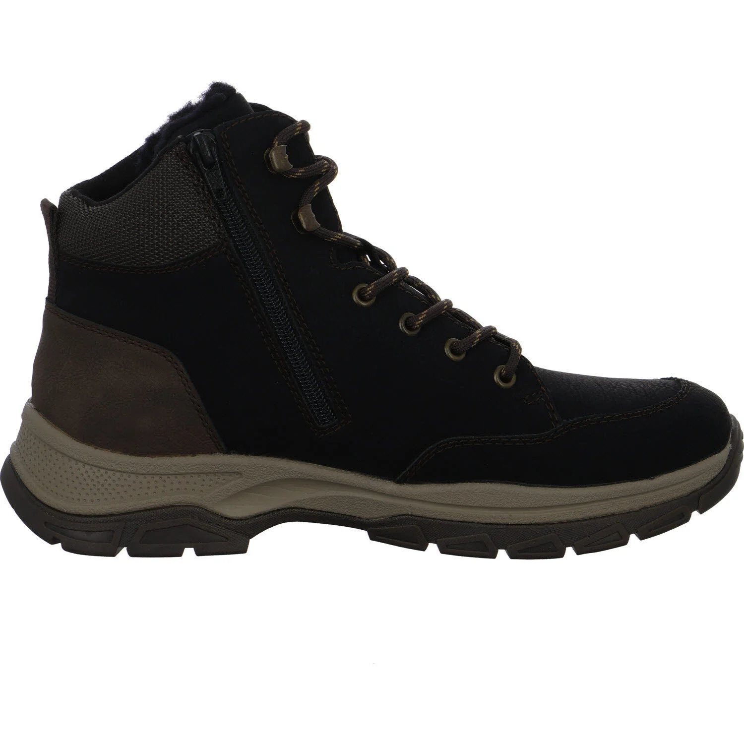 Rieker Herren Schnürstiefel warm 30212-00 30212 schwarz/schoko/schwarz-braun H (extra weit)