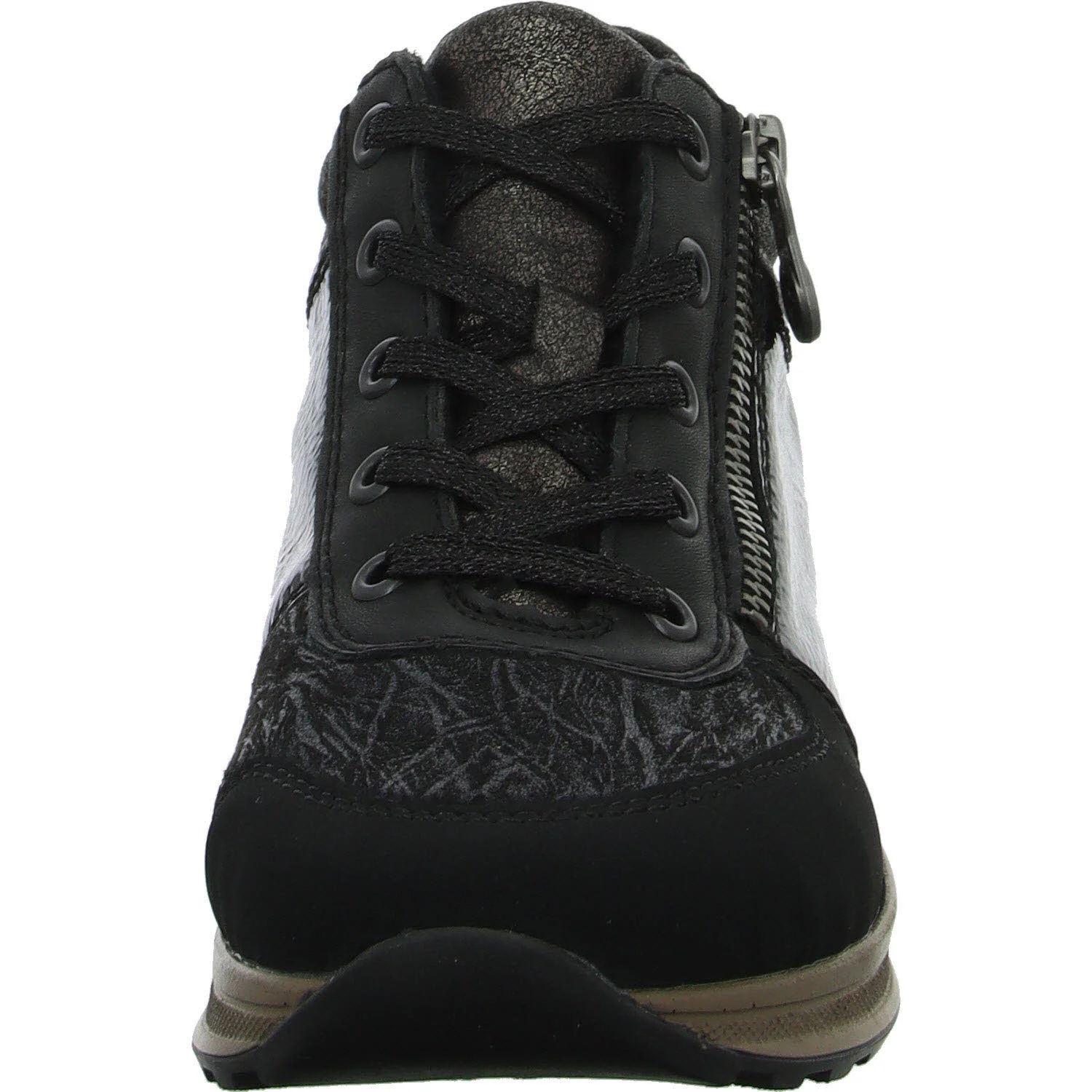 Rieker Damen Schnürschuhe N1407-00 N1407 schwarz/schwarz/schwarz H (extra weit)