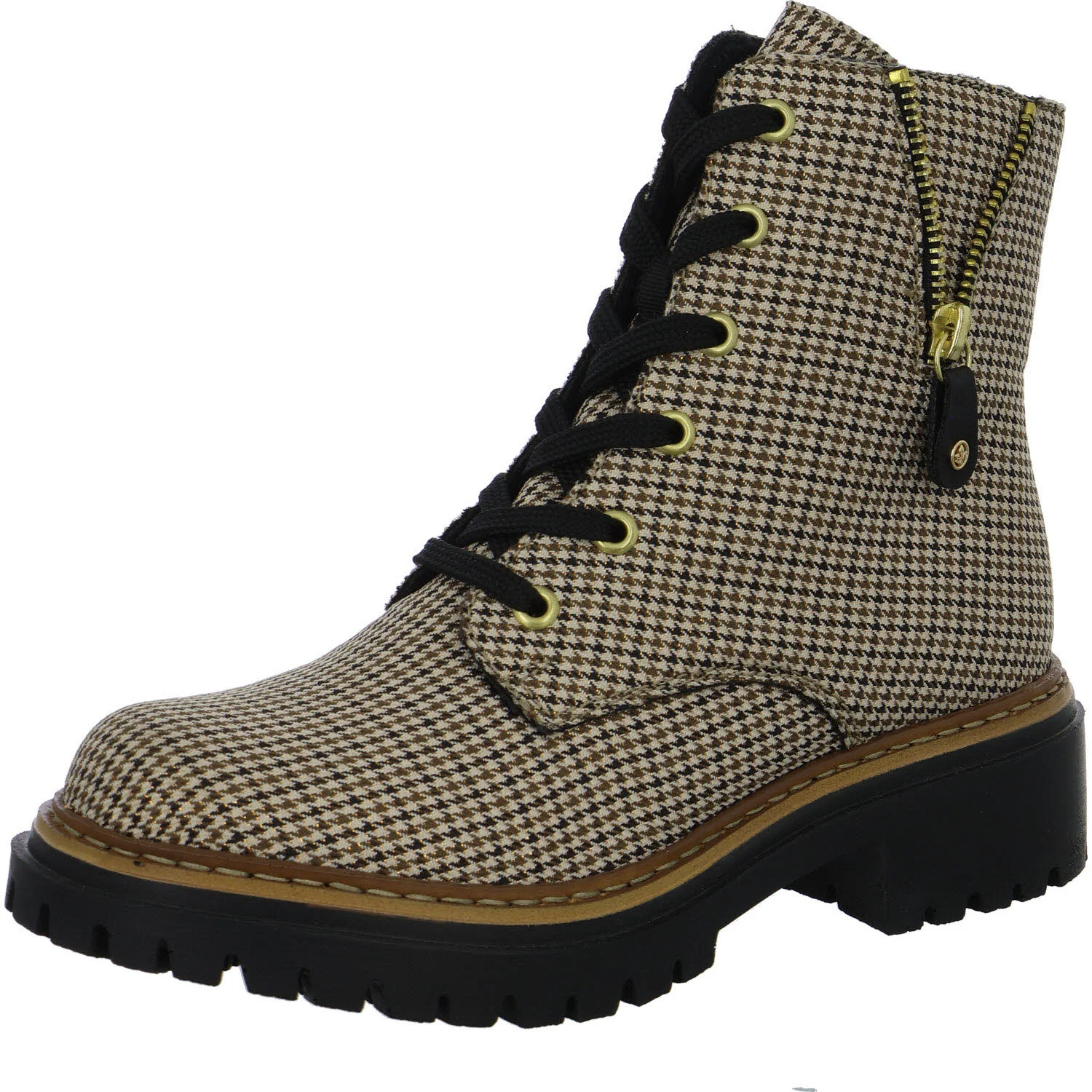 Rieker Damen Schnürstiefel 72617-60 72617 beige-schwarz/schwarz F (normal)