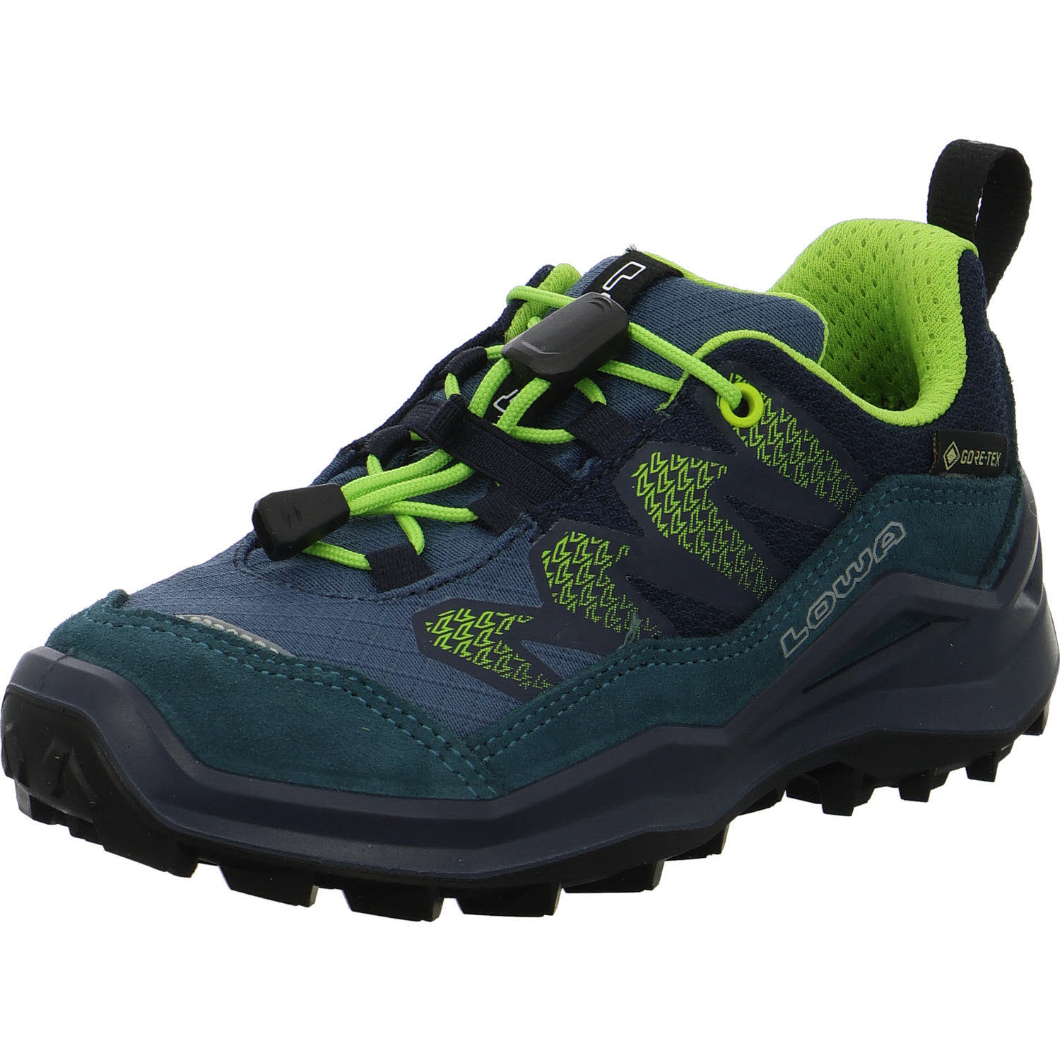 Lowa Kinderschuh zum Schlupfen 641627/7402 MADDOX PRO GTX LO JR petrol/lime normal