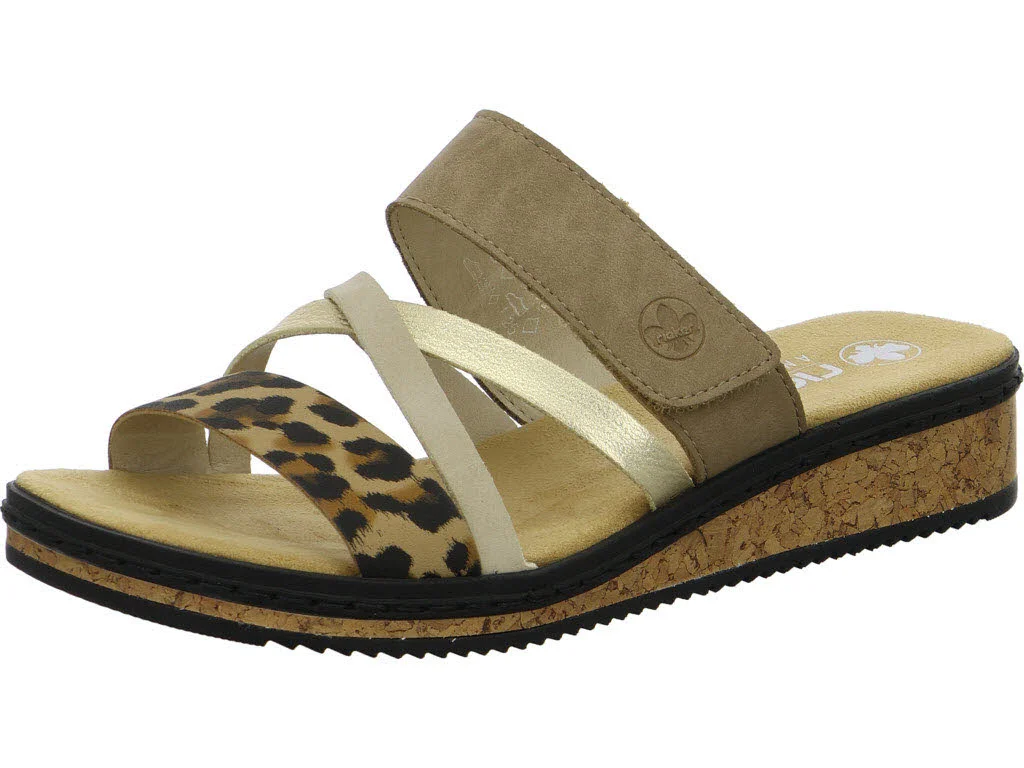 Rieker Damen Pantoletten V3652-62 V3652 beige/ginger/lightgolg/shell F (normal)