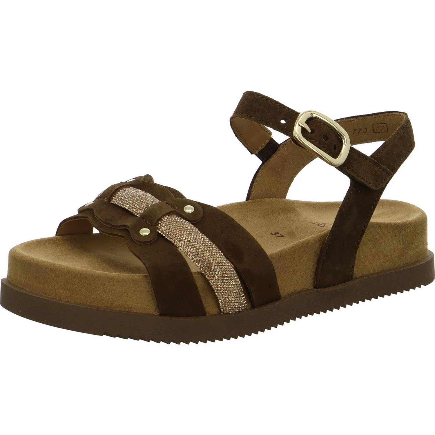 Gabor Damen Sandalen 83.770.18 83.770 cacao/gold F (schmal/normal)
