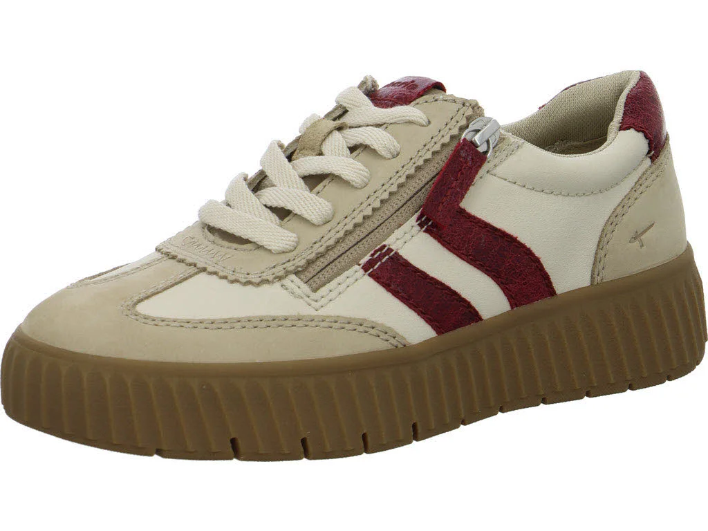 Tamaris Comfort Damen Schnürschuhe 8-83729-45/435 8-83729-45 beige/red weit