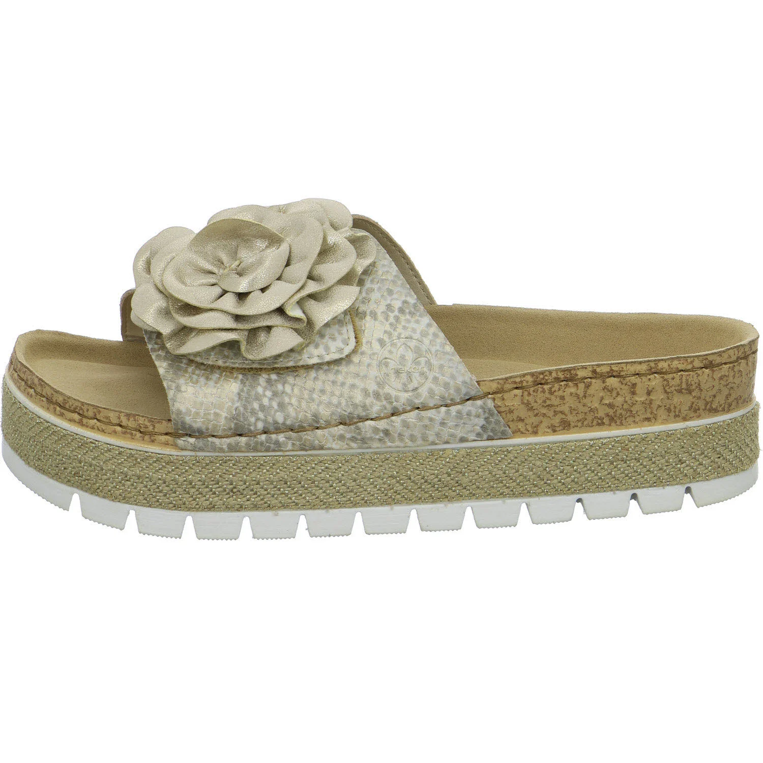 Rieker Damen Pantoletten 69562-90 69562 offwhite-gold/muschel F 1/2 (normal)