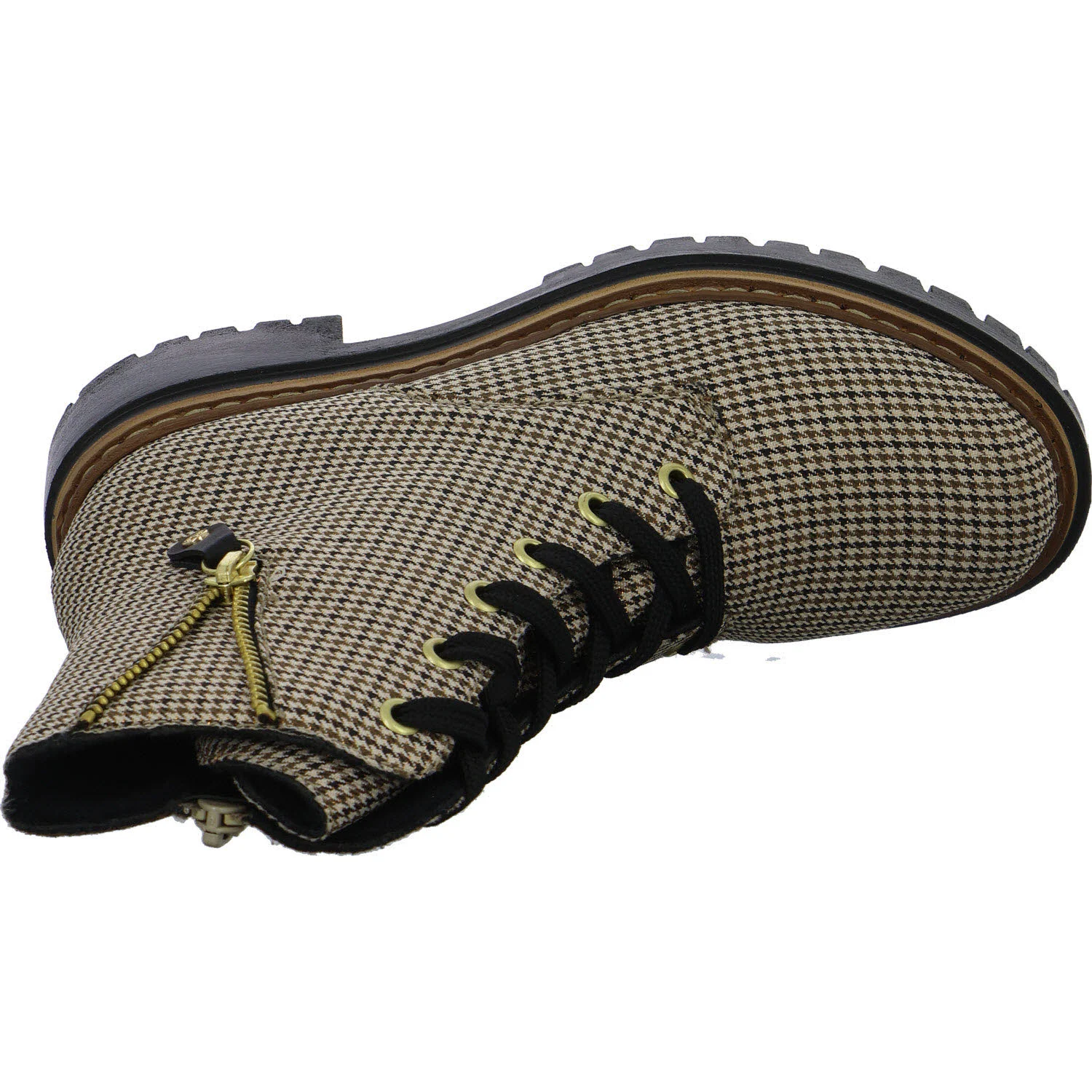 Rieker Damen Schnürstiefel 72617-60 72617 beige-schwarz/schwarz F (normal)