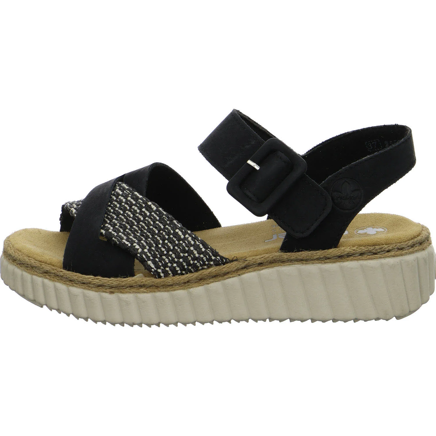Rieker Damen Sandalen 69269-00 69269 schwarz/schwarz-sand H (extra weit)