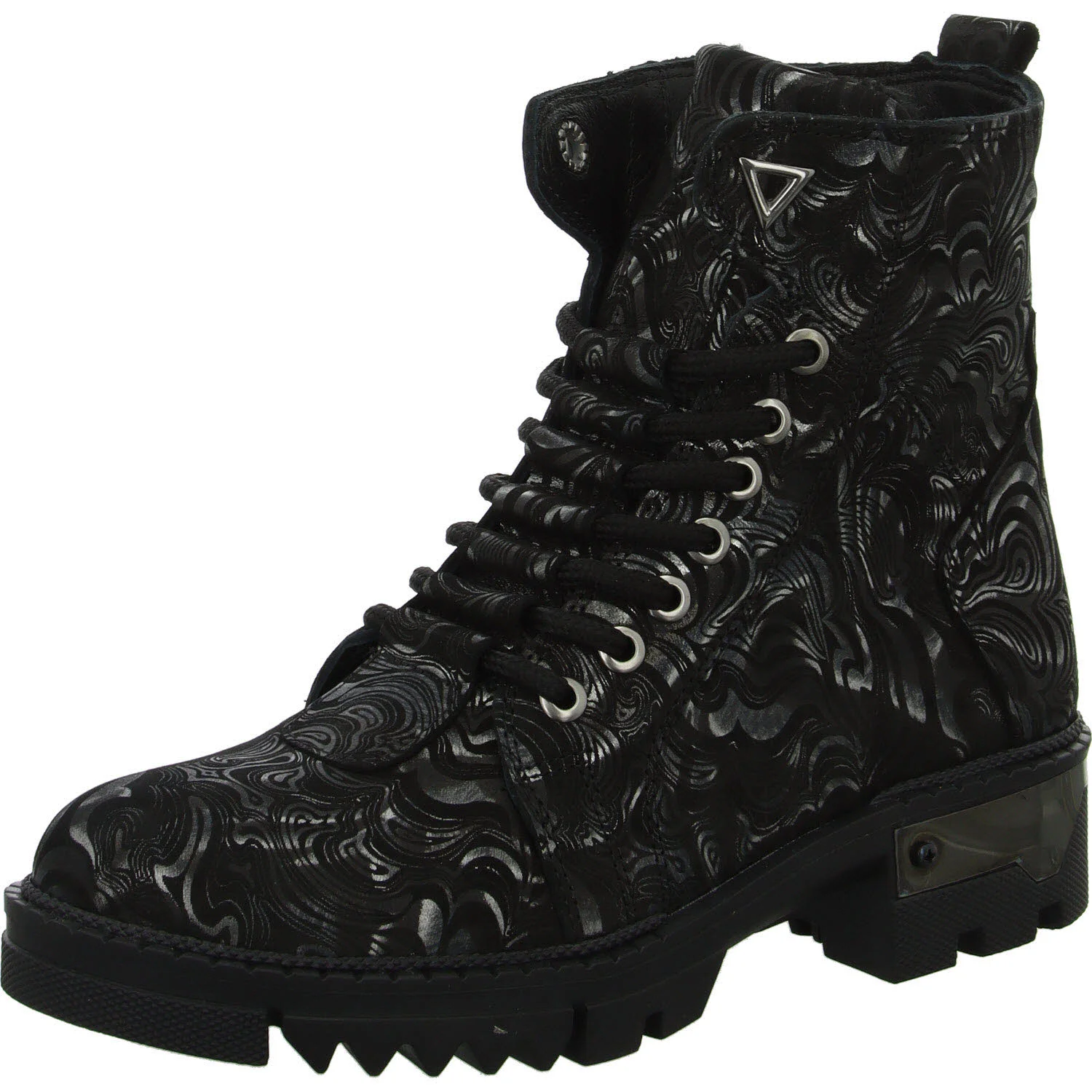 2go Fashion Damen Schnürstiefel 8063503-921 8063503 schwarz/silber normal