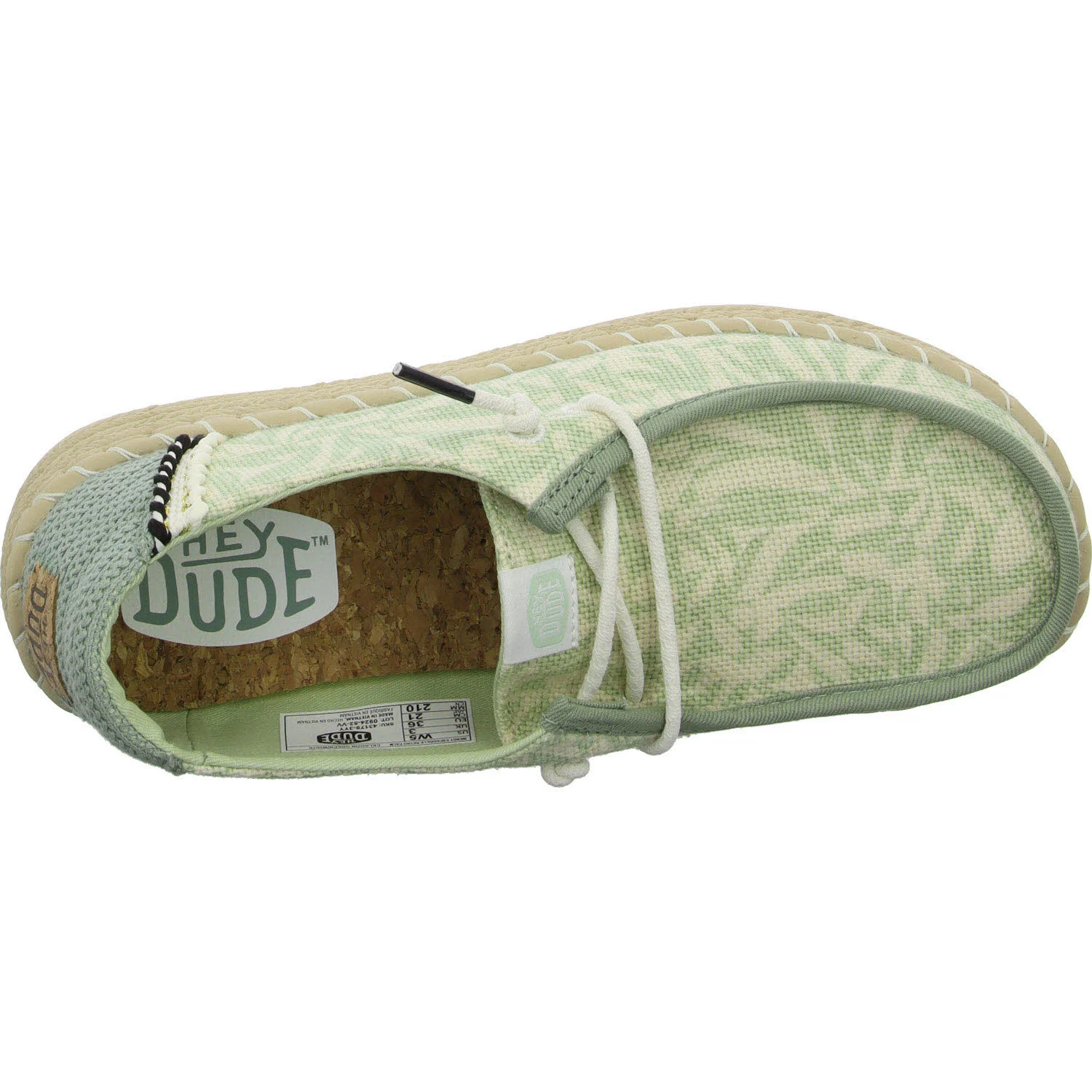 heydude Damen Slipper HD43179-3YY Wendy Espadrille Retro Palm celadon green/white weit