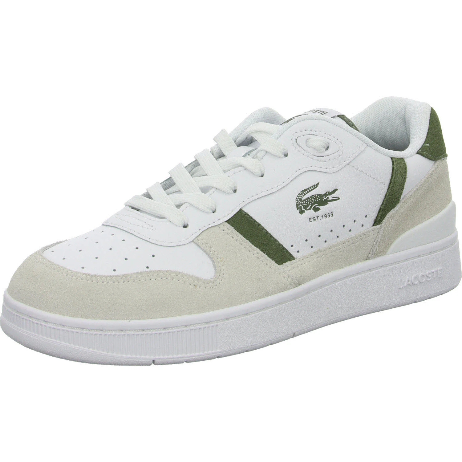 Lacoste Herren Schnürschuhe 51SMA0168_2H4 Men's T-Clip Set Sneakers white/khaki normal