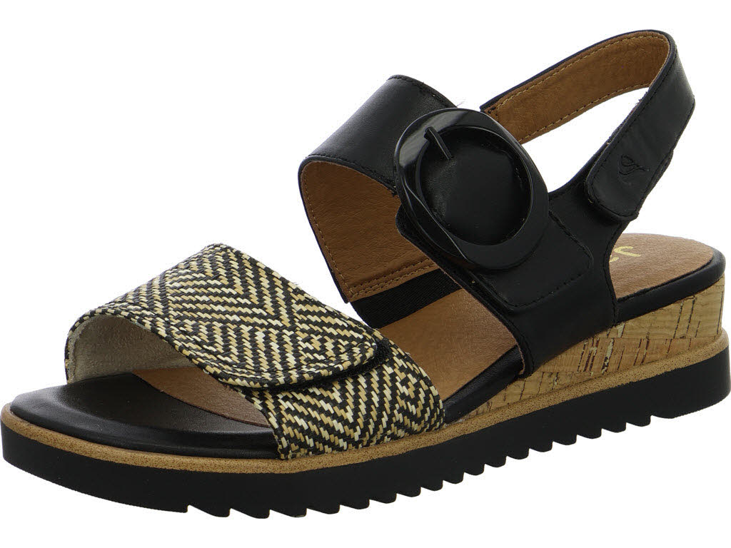 Jana Damen Sandalen 8-28776-46/030 8-28776-46 black/nature H (weit)