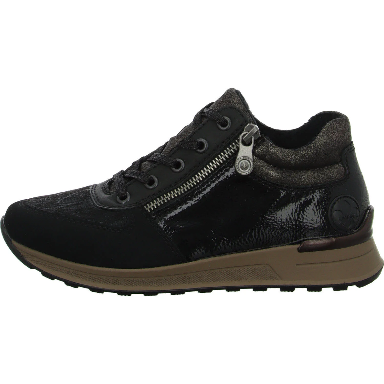 Rieker Damen Schnürschuhe N1407-00 N1407 schwarz/schwarz/schwarz H (extra weit)