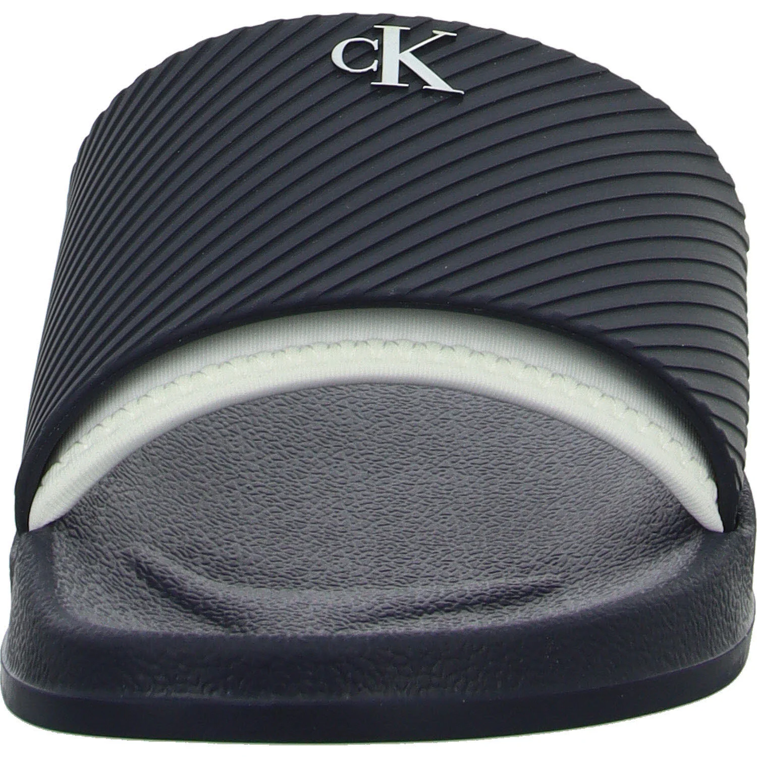 Calvin Klein Pantoletten YM0YM01234DW4 SLIDE RUBBER NEOPRENE TEXT navy/oyster mushroom normal