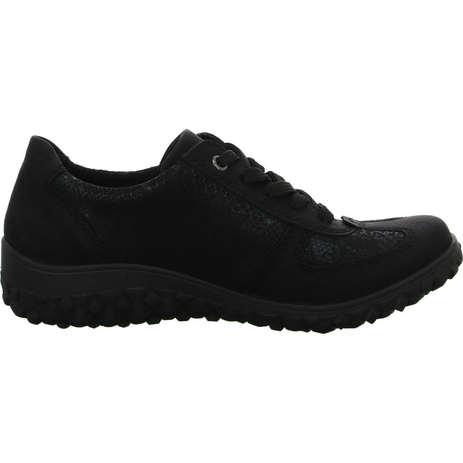Rieker Damen Schnürschuhe 59501-00 59501 schwarz/schwarz-reptil H (extra weit)
