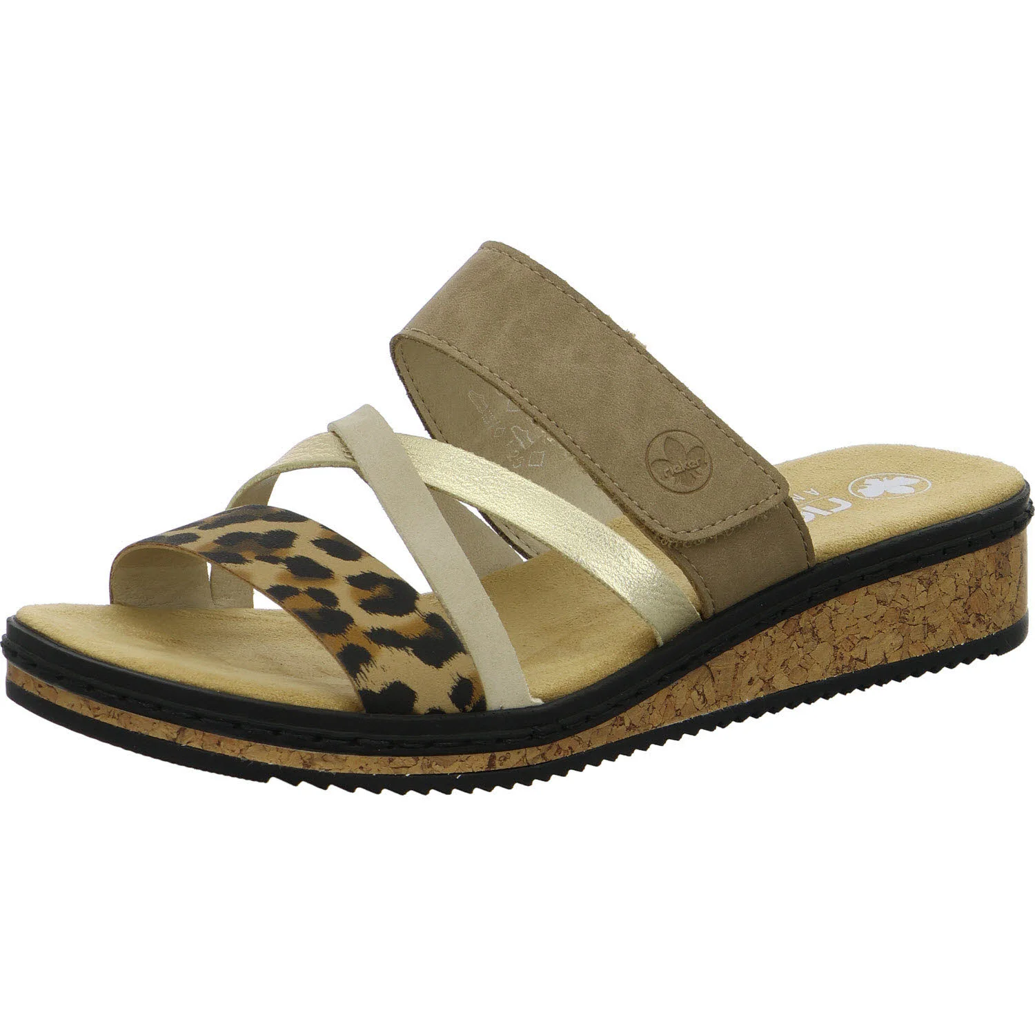 Rieker Damen Pantoletten V3652-62 V3652 beige/ginger/lightgolg/shell F (normal)