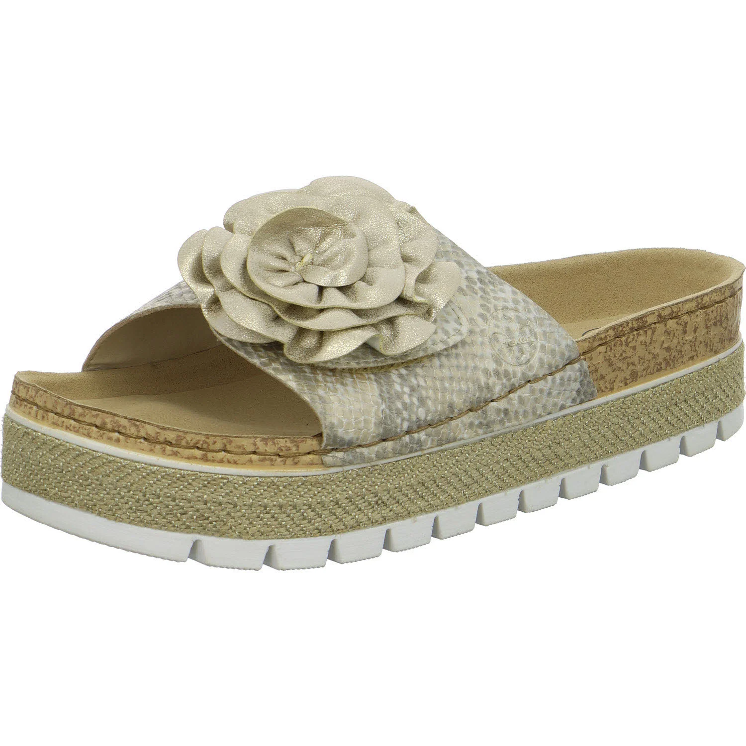 Rieker Damen Pantoletten 69562-90 69562 offwhite-gold/muschel F 1/2 (normal)