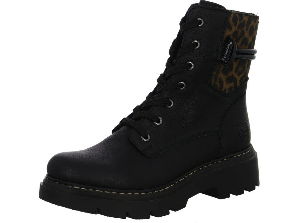 Rieker Damen Schnürstiefel 76724-00 76724 schwarz/braun/schwarz F (normal)