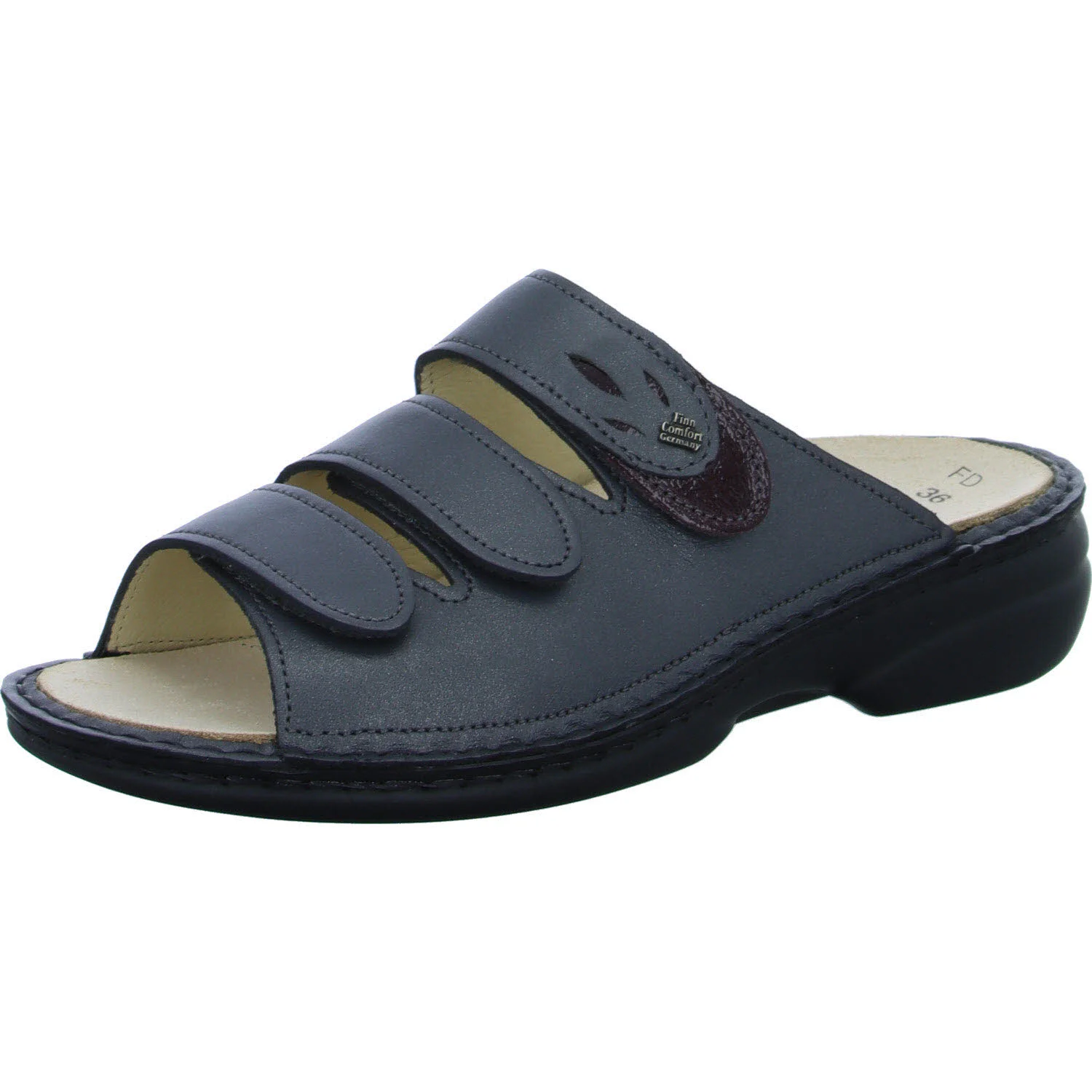 Element 2 von 8 (Bild) – Finn Comfort Damen Pantoletten 02554-902824 Kos ANTHRAZIT/AMARONE weit