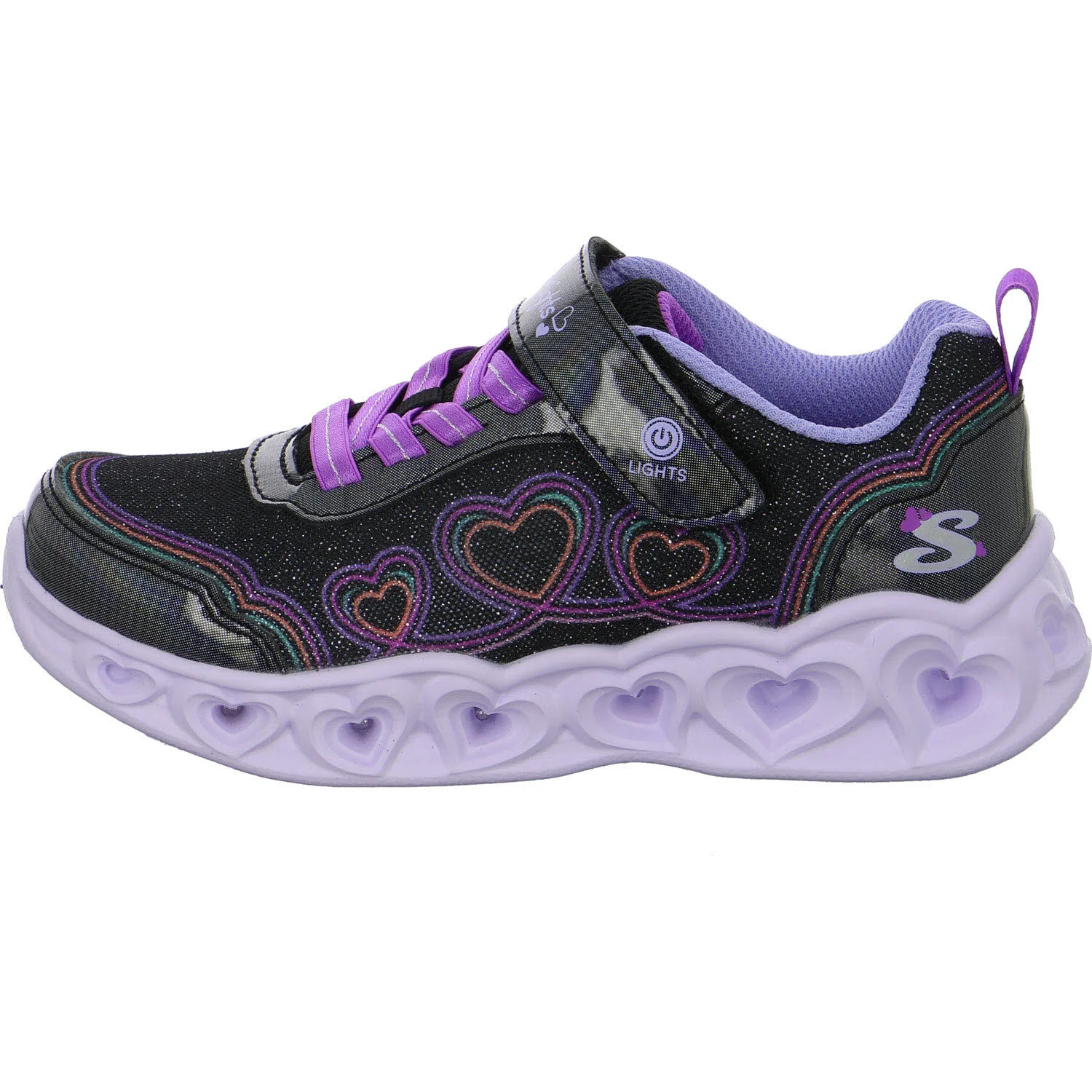 Skechers Kinderschuh zum Schlupfen 303736LC BKMT Heart Lights - Bubble Love black/multi normal