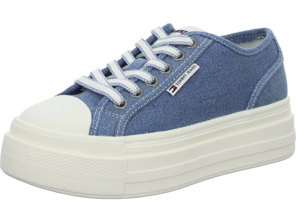 Tommy Jeans Damen Schnürschuhe EN0EN027361CR TJW FOXING FLATFORM LC denim normal