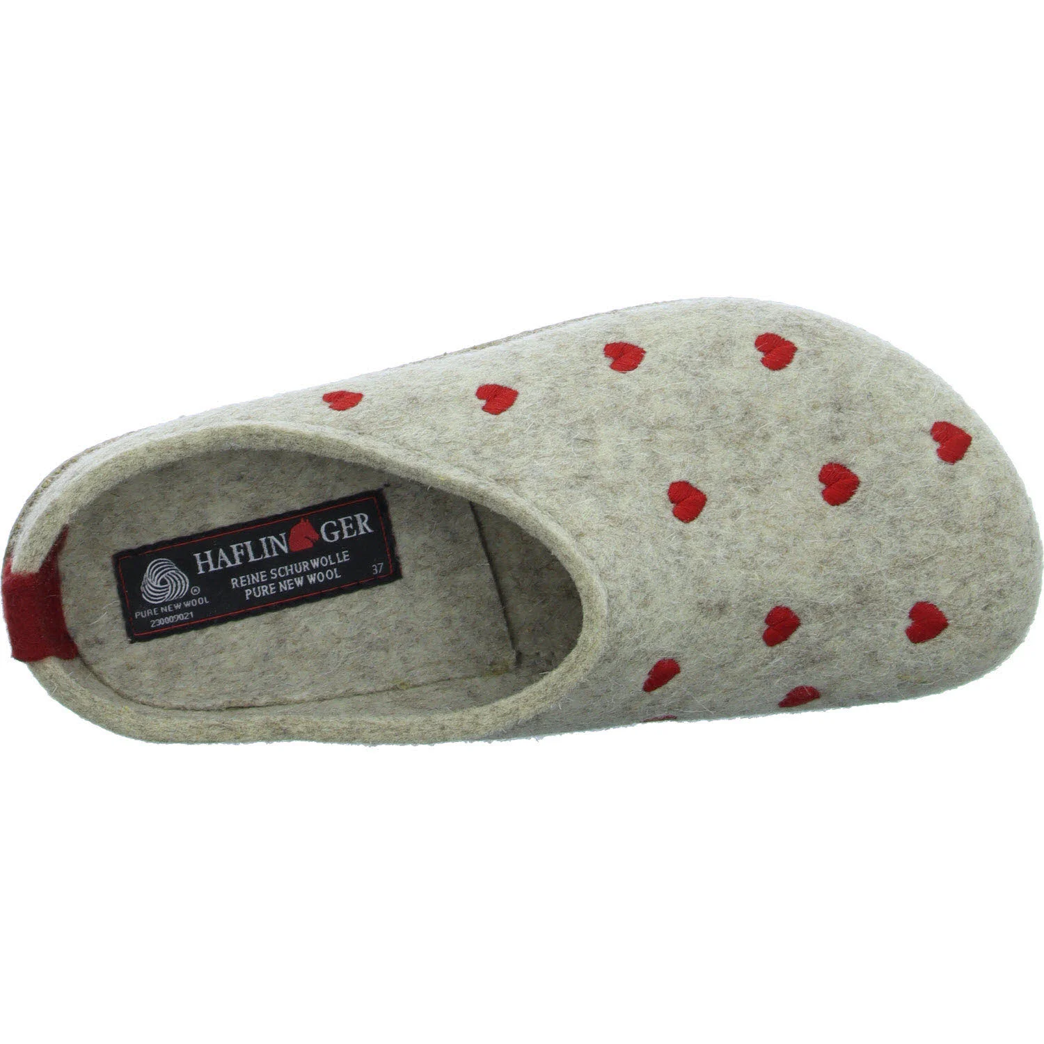Haflinger Damen Winterpantoffel 741031-0-46 Grizzly Cuoricini beigemeliert öko normal