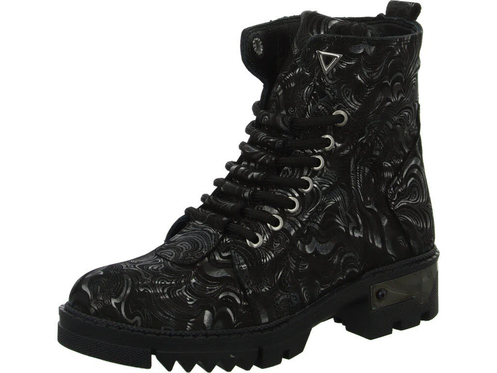 2go Fashion Damen Schnürstiefel 8063503-921 8063503 schwarz/silber normal