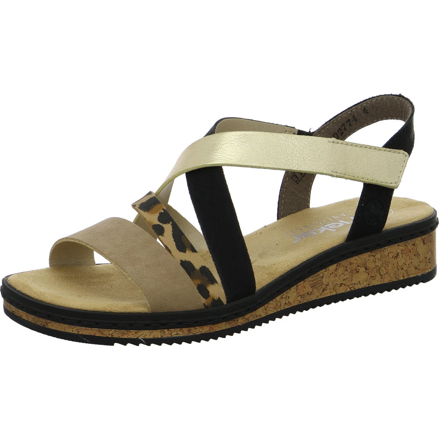 Rieker Damen Sandalen V3663-92 V3663 shell/beige/lightgold/schwarz F (normal)