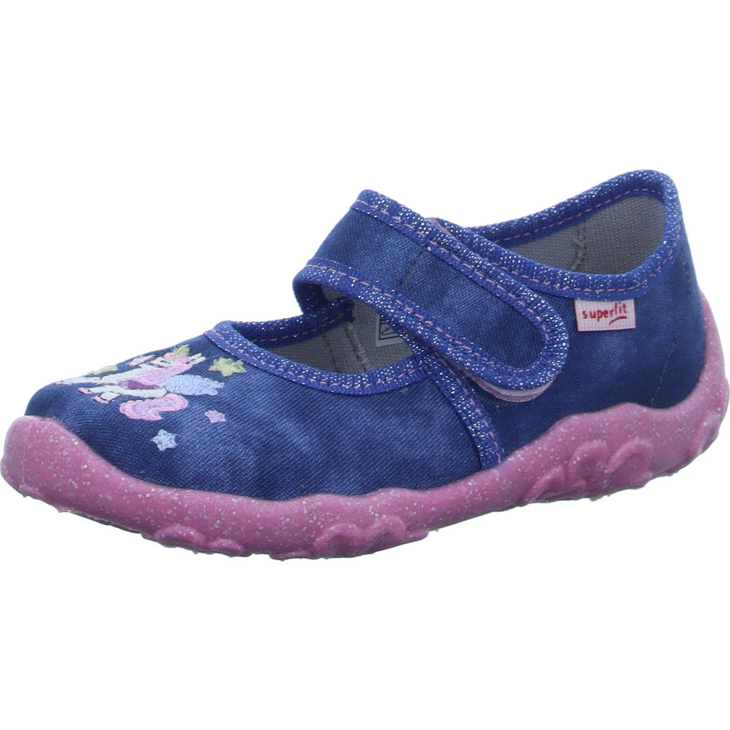 Superfit Kinder Hausschuhe 1-800282-8070 Bonny blau/pink WMS mittel