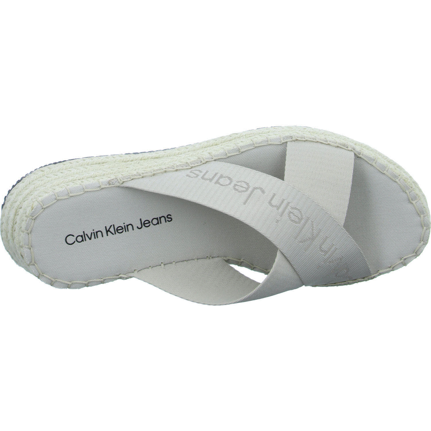Calvin Klein Damen Pantoletten YW0YW01364ACF SPORTY WEDGE ROPE SANDAL MR Triple Eggshell normal