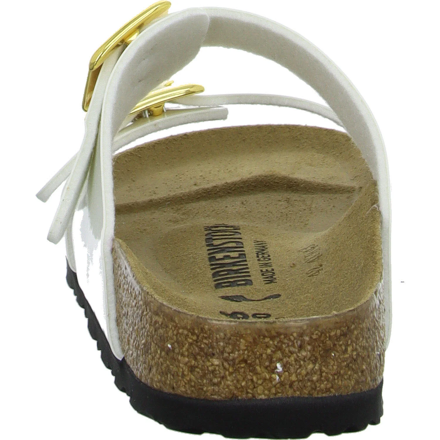 Element 4 von 8 (Bild) – BIRKENSTOCK Pantoletten 1029438 Sydney Cushion Buckle patent white schmal