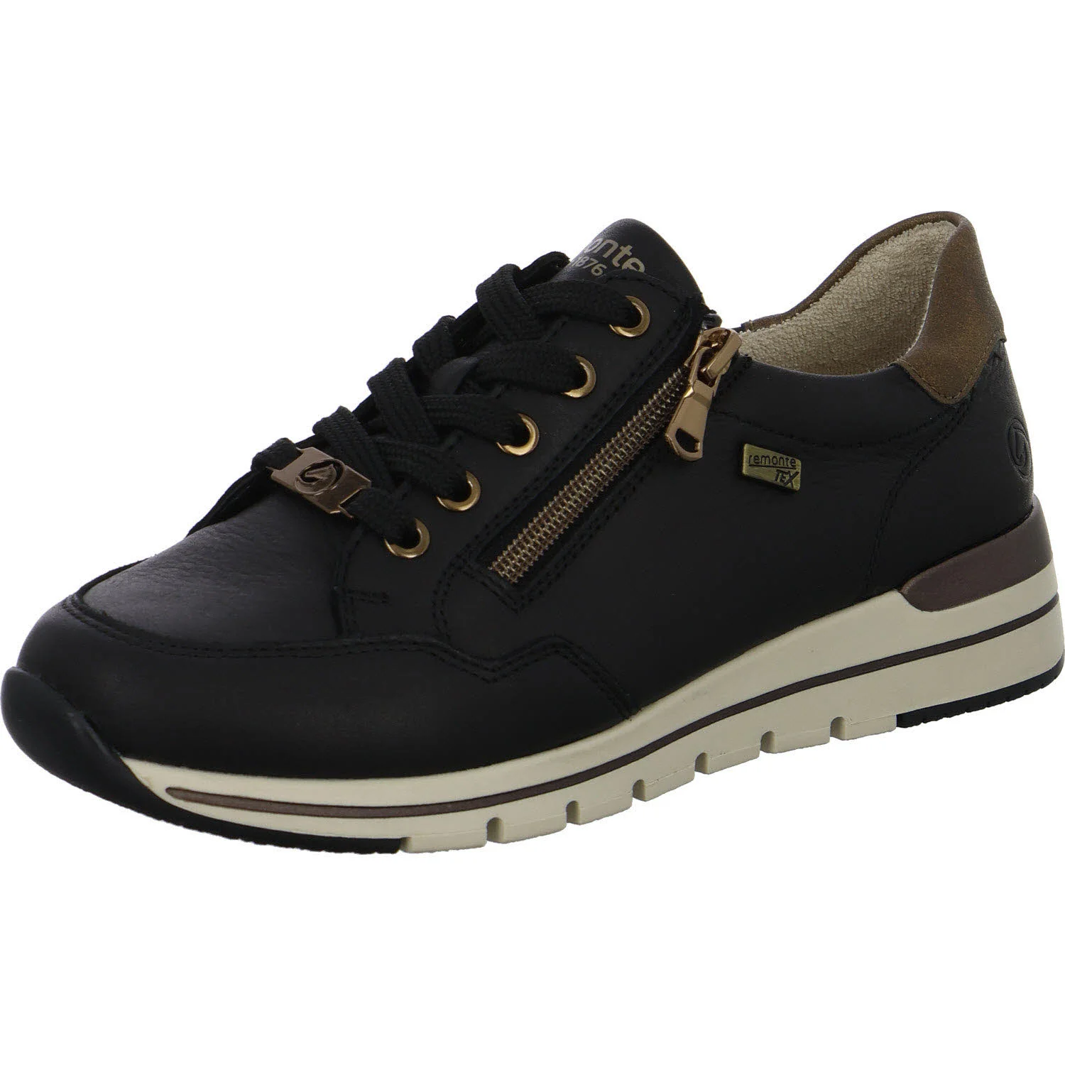 Remonte Damen Schnürschuhe R6716-03 R6716 schwarz/antik G (weit)