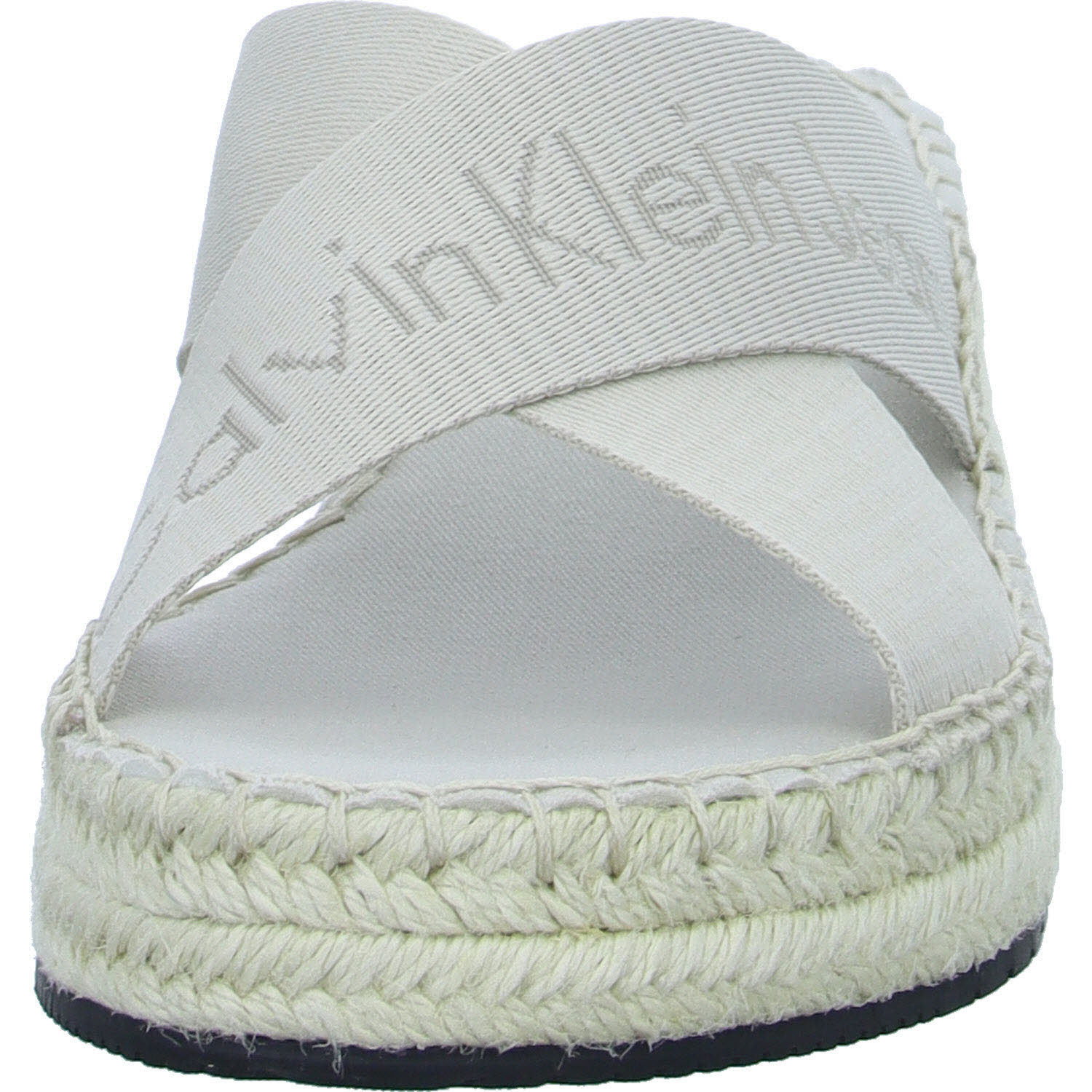 Calvin Klein Damen Pantoletten YW0YW01364ACF SPORTY WEDGE ROPE SANDAL MR Triple Eggshell normal