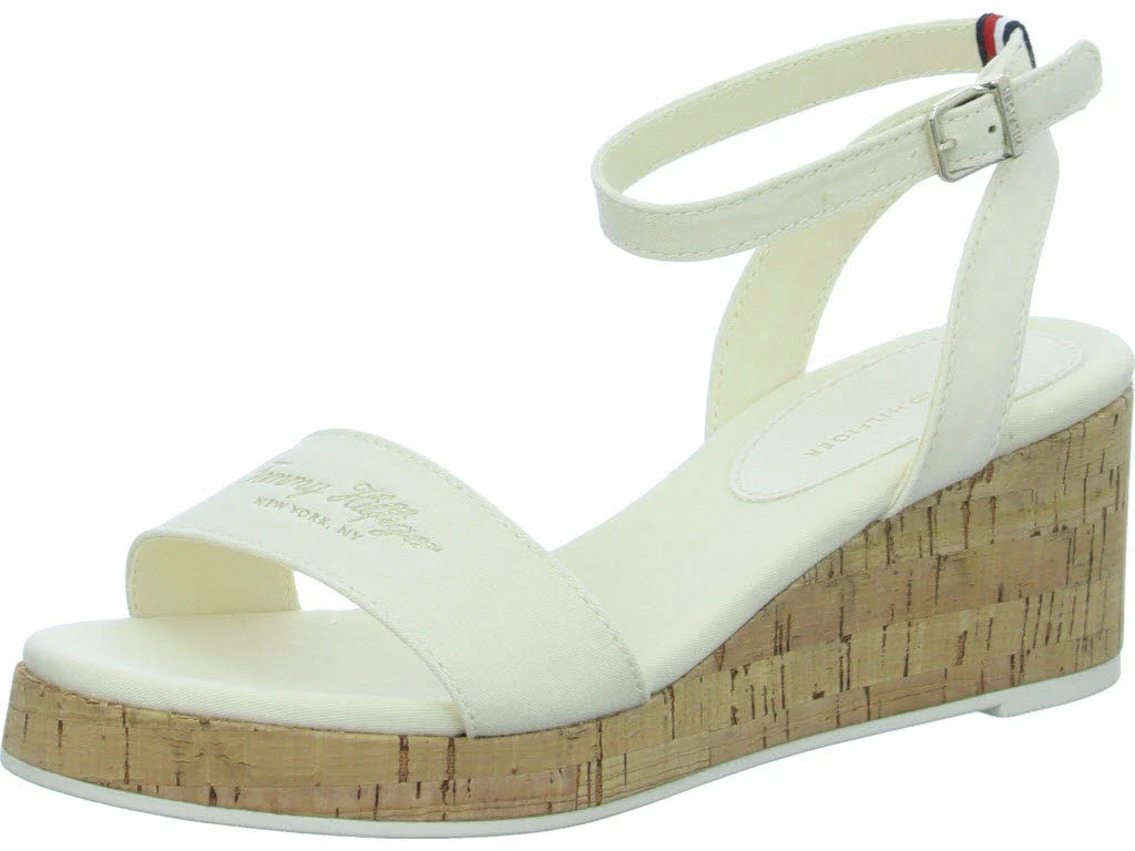 Tommy Hilfiger Damen Sandalen W0FW07969 AEF IM CORK LOW WEDGE SANDAL Calico normal