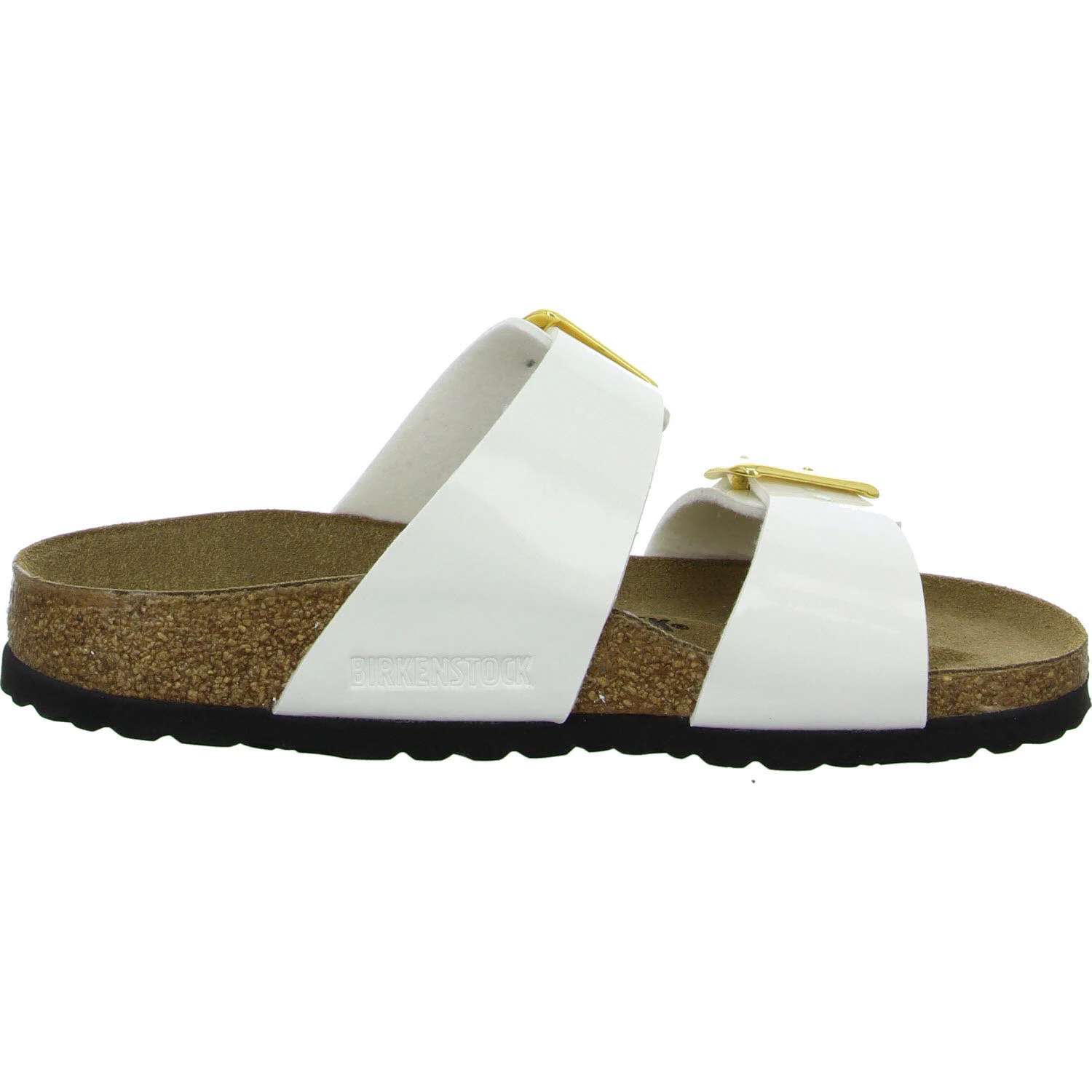 Element 7 von 8 (Bild) – BIRKENSTOCK Pantoletten 1029438 Sydney Cushion Buckle patent white schmal