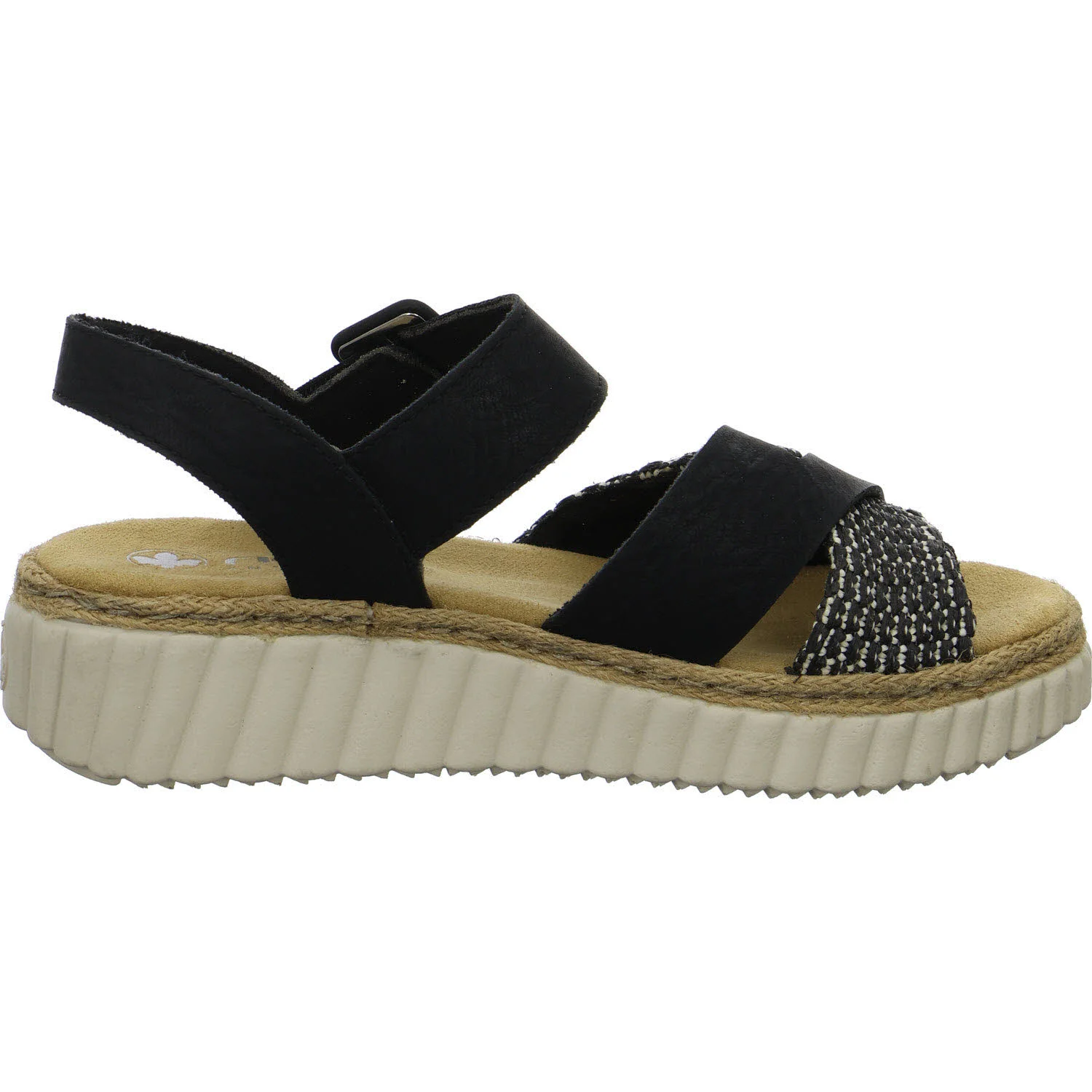 Rieker Damen Sandalen 69269-00 69269 schwarz/schwarz-sand H (extra weit)