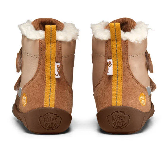 Affenzahn Kinder Winterstiefel 01683-70111 Winterstiefel Leder Winty Tiger gelb, braun, beige normal