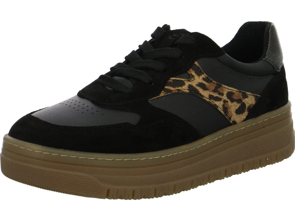 Tamaris Damen Schnürschuhe 1-23717-45/090 1-23717-45 black/leopard normal