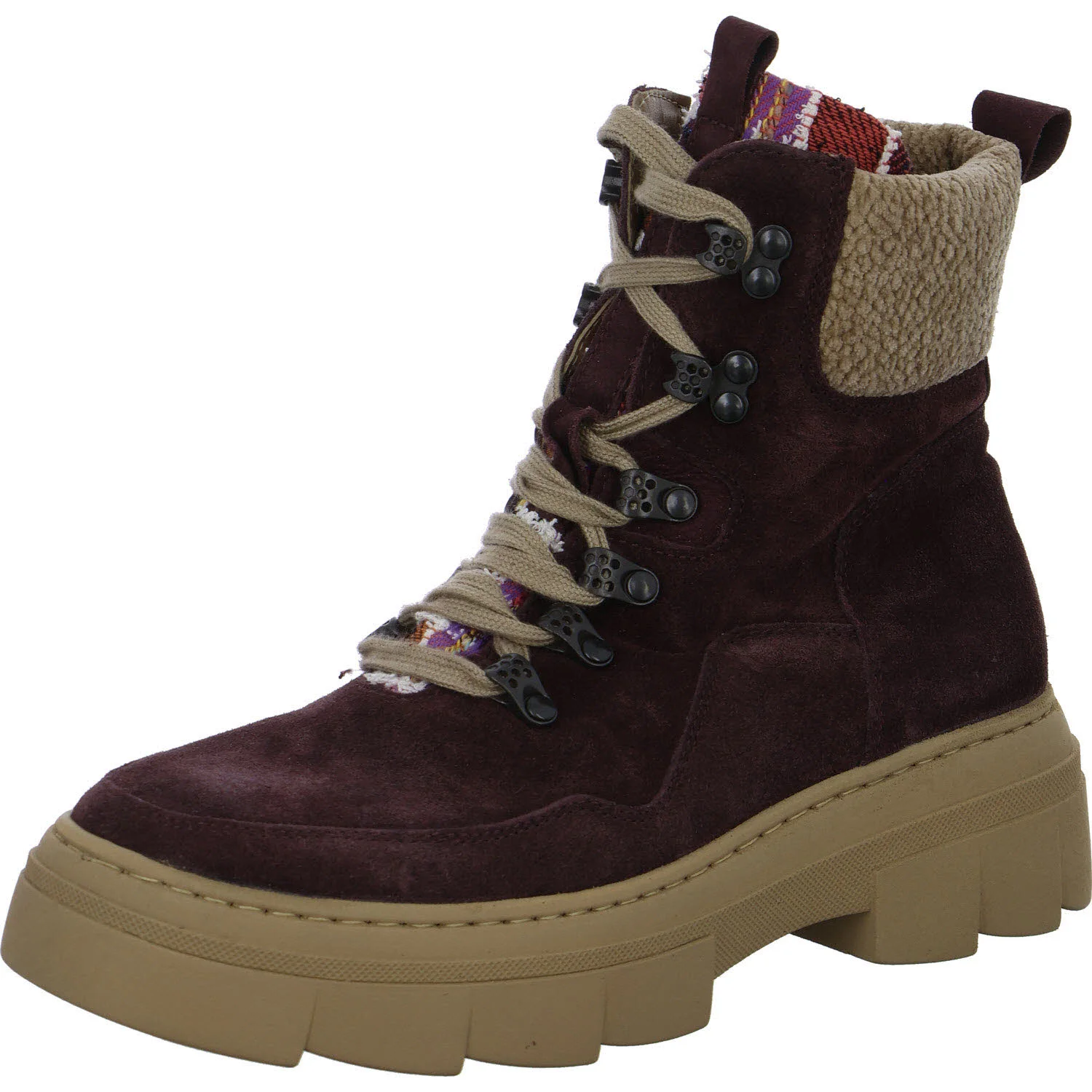 Waldläufer Damen Schnürstiefel warm 977806-601/020 H-Saiga bordo multi H (weit)