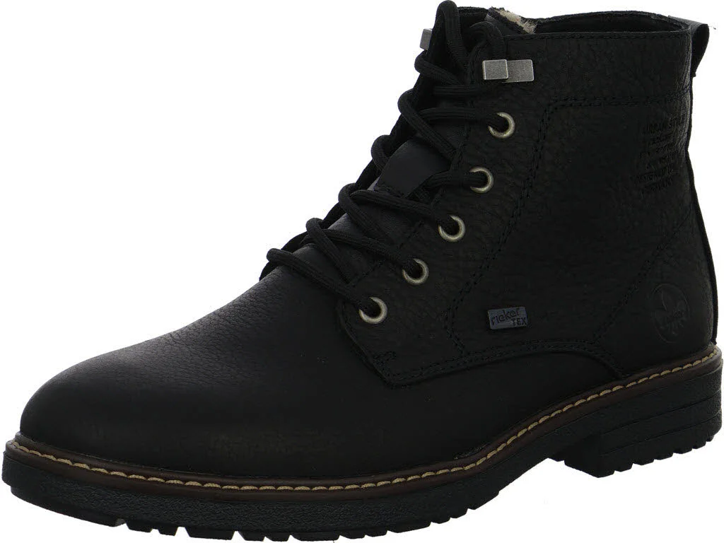 Rieker Herren Schnürstiefel warm 33121-00 33121 schwarz/schwarz G 1/2 (weit)