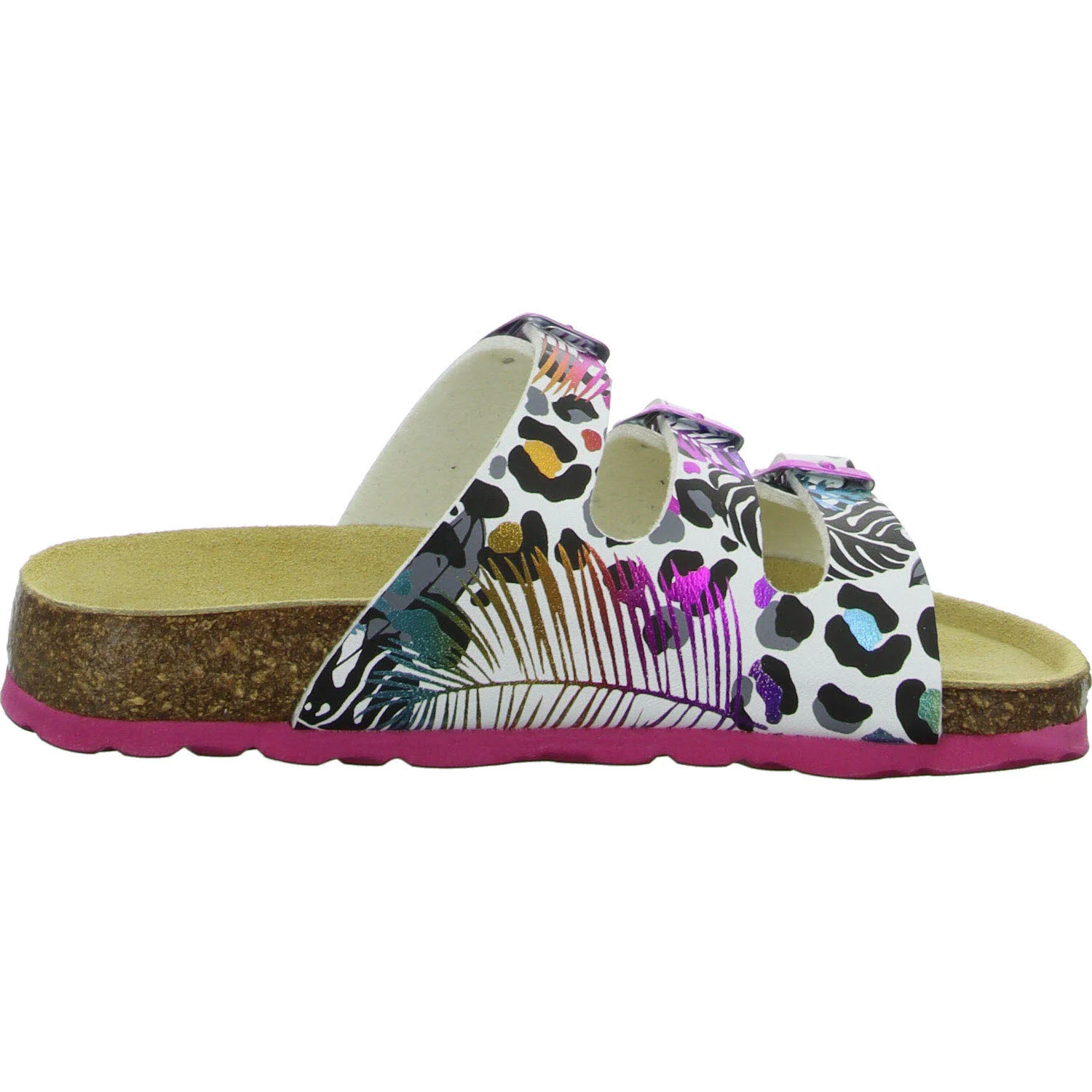 Superfit Kinder Pantoletten 1-800113-1100 Fußbettpantoffel weiß/mehrfarbig WMS mittel