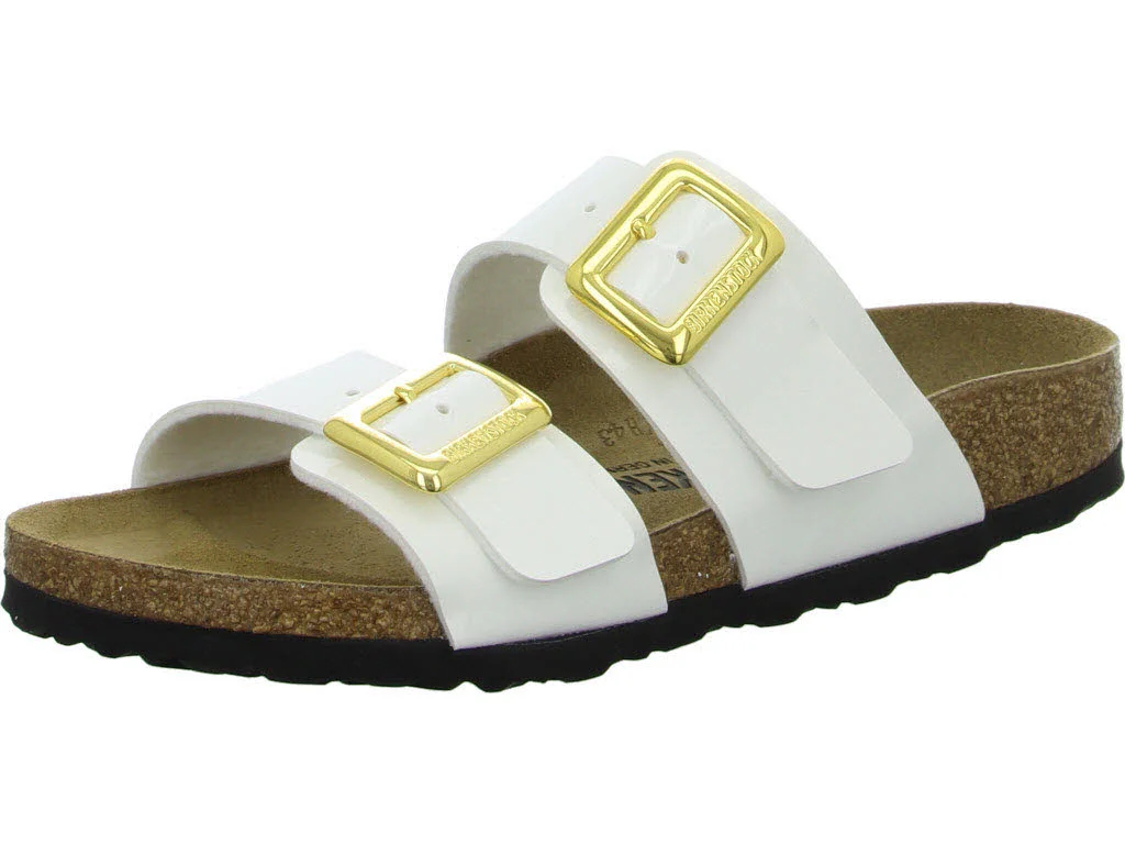 BIRKENSTOCK Pantoletten 1029438 Sydney Cushion Buckle patent white schmal