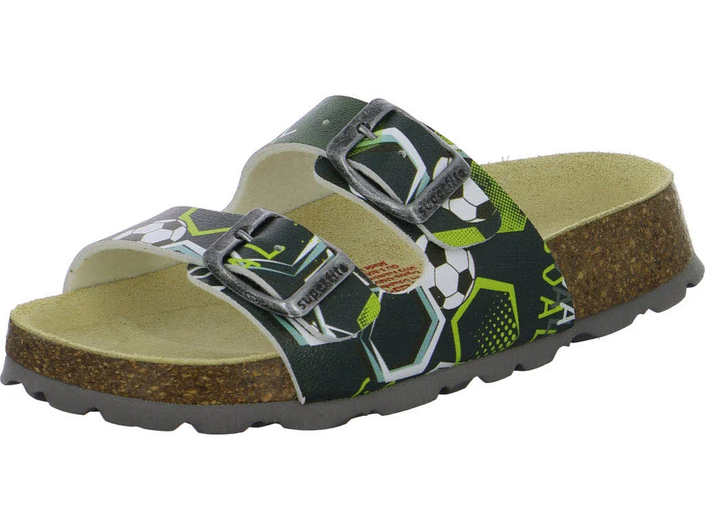Superfit Kinder Pantoletten 1-800111-0130 Fußbettpantoffel schwarz/mehrfarbig WMS mittel