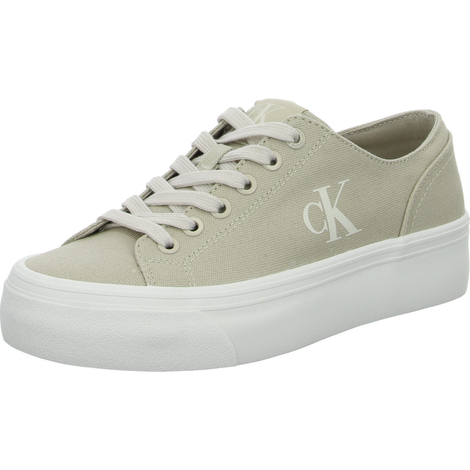 Calvin Klein Damen Schnürschuhe YW0YW01763ACF VULC FLATFORM LOW CV MG eggshell/creamy white normal