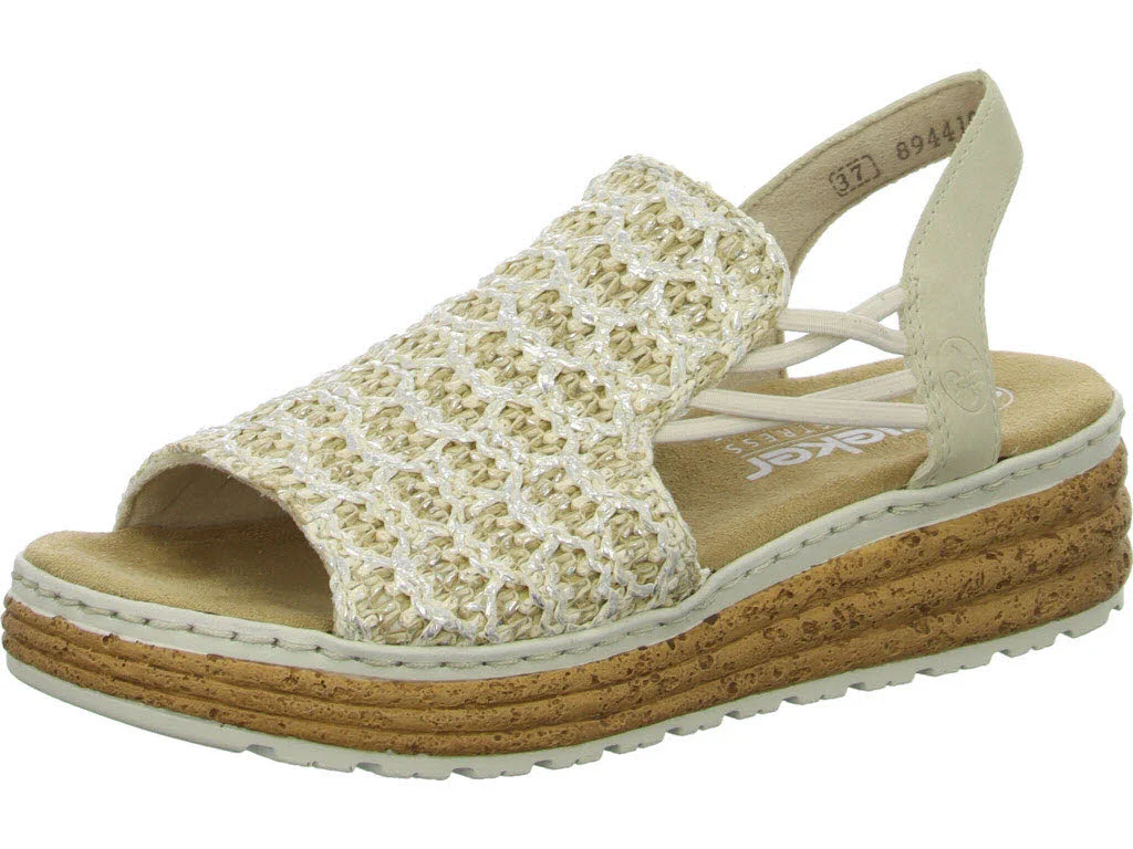 Rieker Damen Sandalen 62741-60 62741 beige-silber/cliff H (weit)